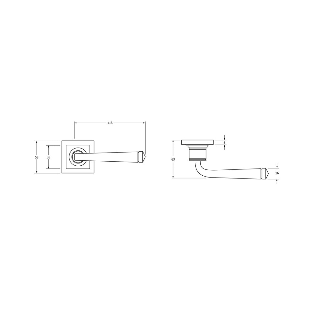 Polished Stainless Steel Avon Lever Door Handles - Square Rose Design for Interior & Exterior Doors - Perfect for Home, Office, and Commercial Spaces