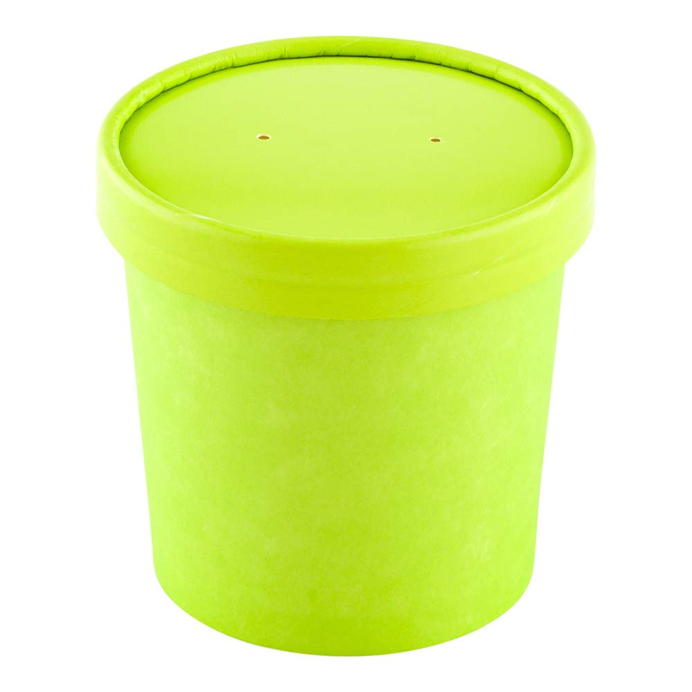 Bio Tek 12oz Vented Soup Container Lids - 25 Pack, Microwave Safe, Eco-Friendly Disposable Paper Lids for Takeout Soup Cups (Soup Containers Sold Separately) | Perfect for Restaurants, Cafes & Food Delivery Services