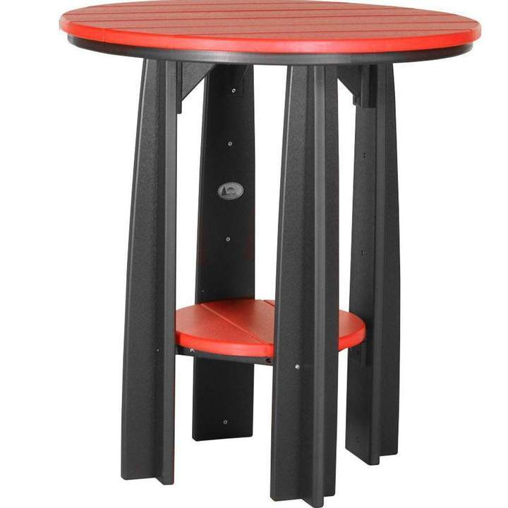 LuxCraft Red Poly Balcony Table Dining Set With Cup Holder - Outdoor Patio Furniture for Small Spaces, Bistro Sets for Coffee & Breakfast - Perfect for Apartments, Condos, Decks & Garden Use