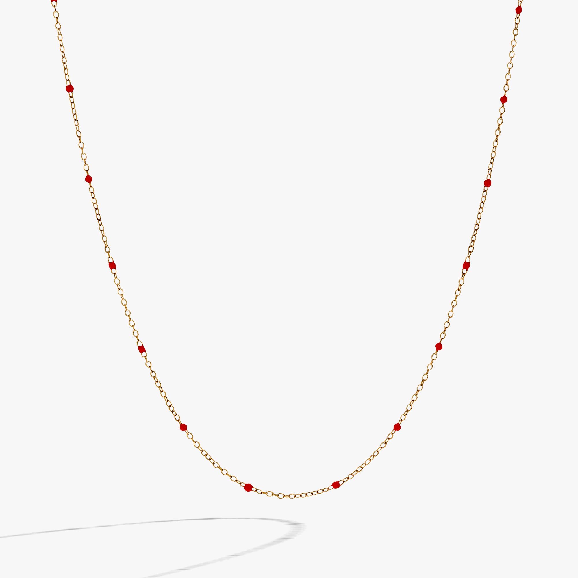 Elegant Enamel Coral Red Dot Pendant Chain Necklace for Women - Perfect for Casual Wear, Parties & Gifts