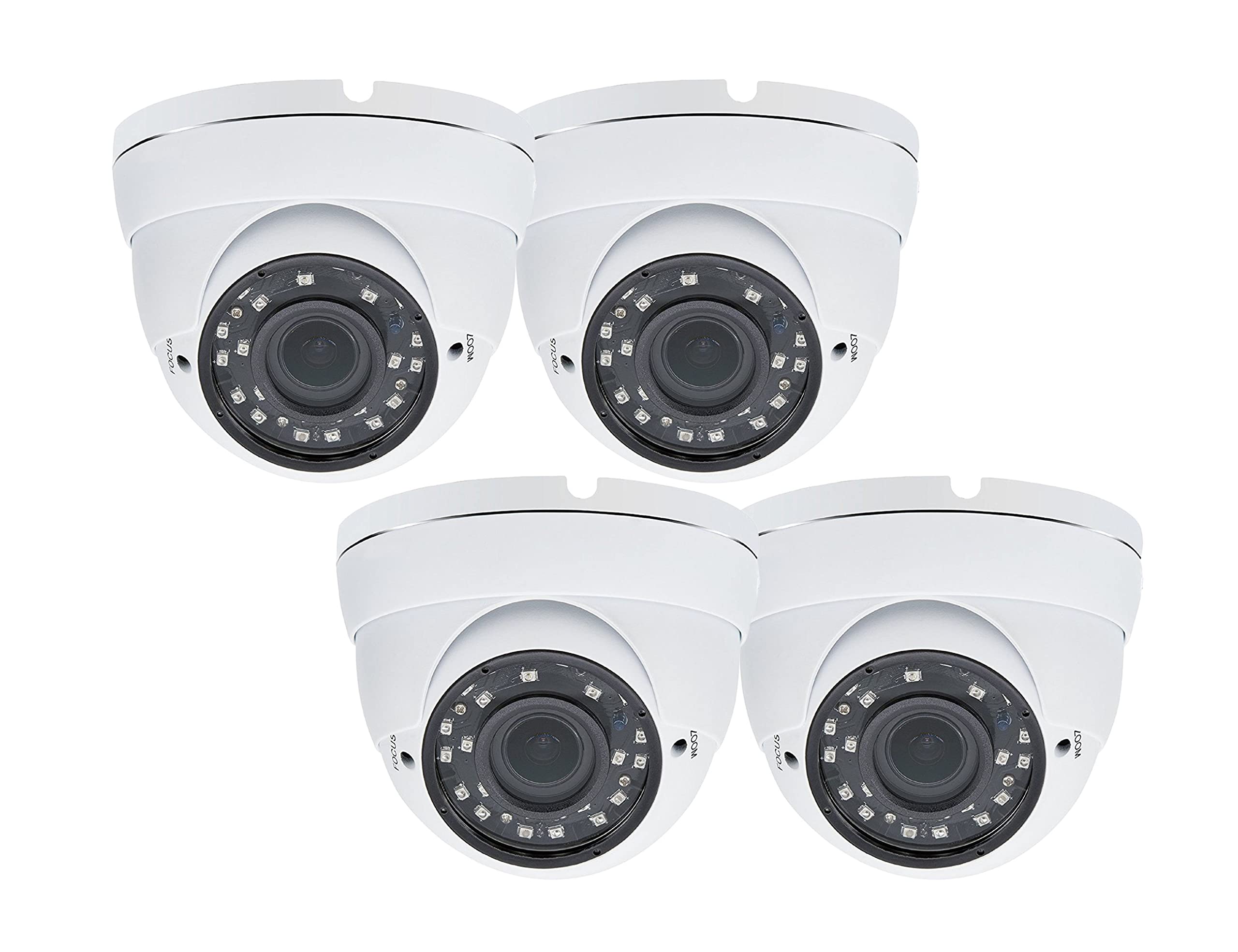 Evertech 4-Pack 1080p HD Security Camera System with 2.8-12mm Manual Zoom Lens, Day/Night Vision, Wide Angle View for Indoor & Outdoor Surveillance - Ideal for Home, Office, and Business Security Monitoring