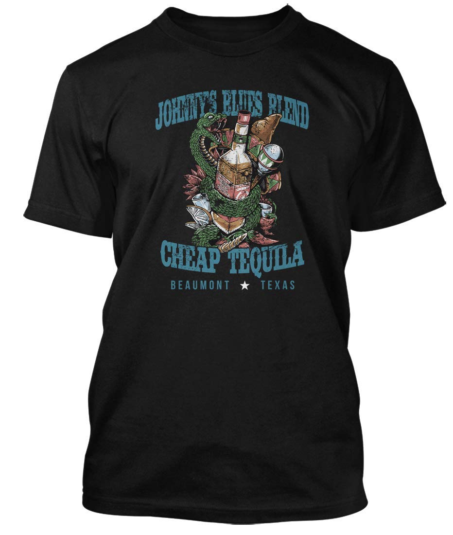 Johnny Winter Inspired Texas Tequila Men's T-Shirt | Vintage Rock Band Bathroom Wall Graphic Tee for Concerts & Casual Wear