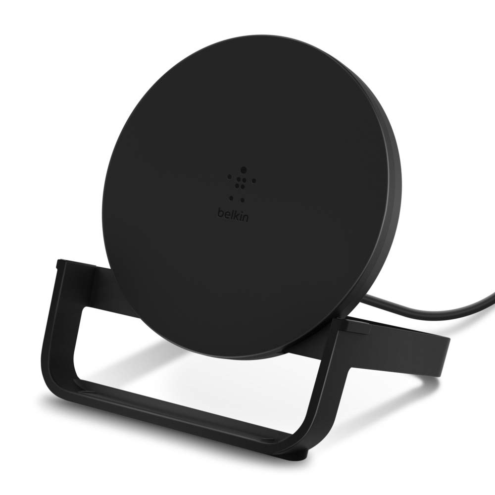 Belkin Boost Charge 10W Fast Wireless Charging Stand with AC Adapter - Qi Certified Charger for iPhone 15/14/13/12, Samsung Galaxy S23/S22 - Perfect for Home, Office & Nightstand Charging (Black)