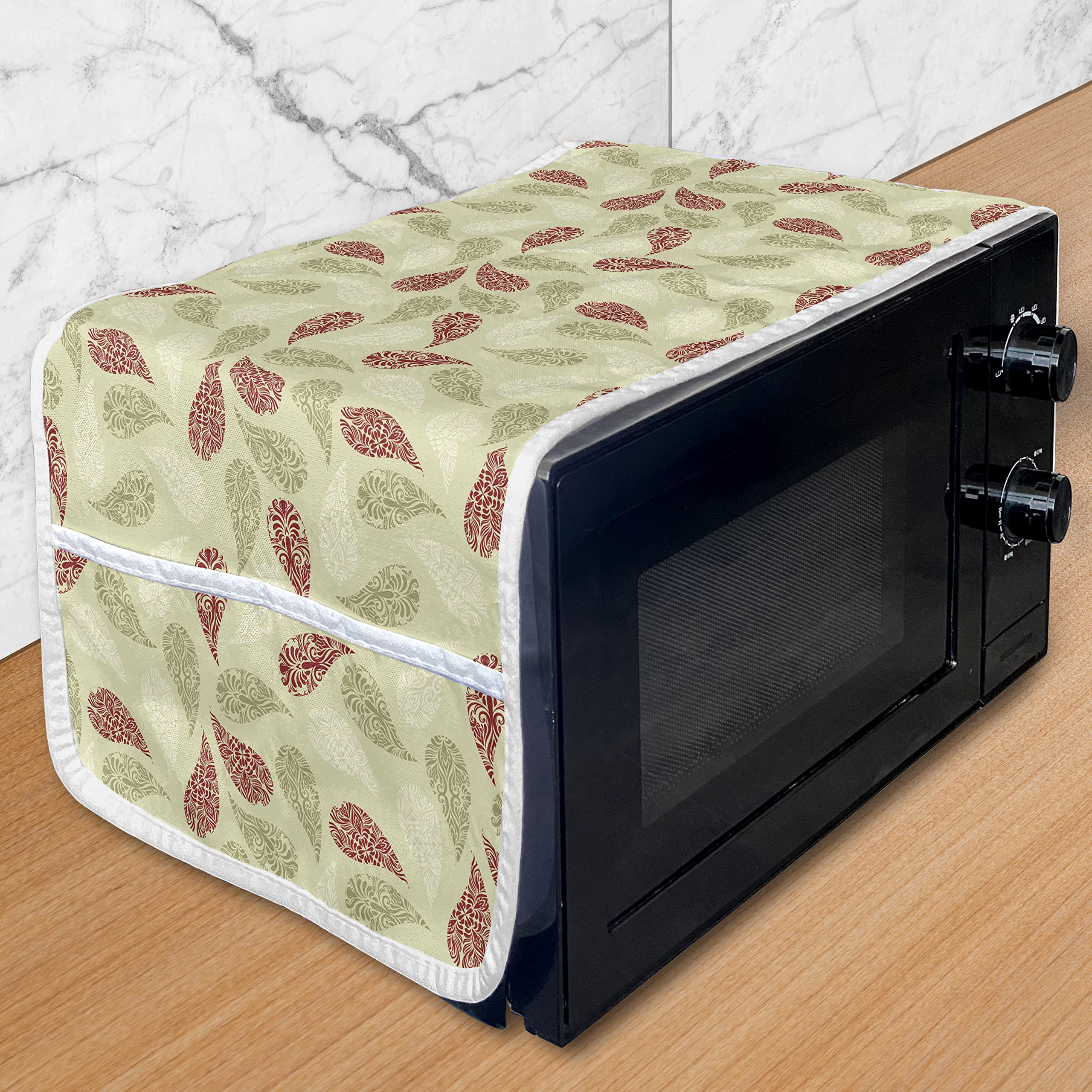 Ambesonne Paisley Microwave Cover - Water Resistant Kitchen Organizer with Pockets, 36