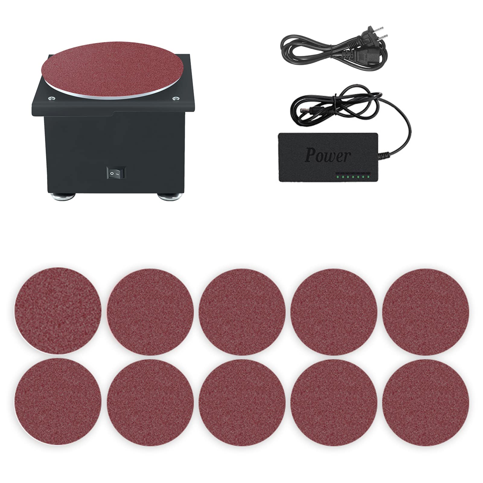 Electric Bench Disc Sander - 7 Variable Speed Mini Benchtop Grinder with 10 Sanding Discs | DIY Wood, Metal, Acrylic & Stone Polishing & Sharpening Machine | Perfect for Home Workshops, Woodworking & Metalworking Projects
