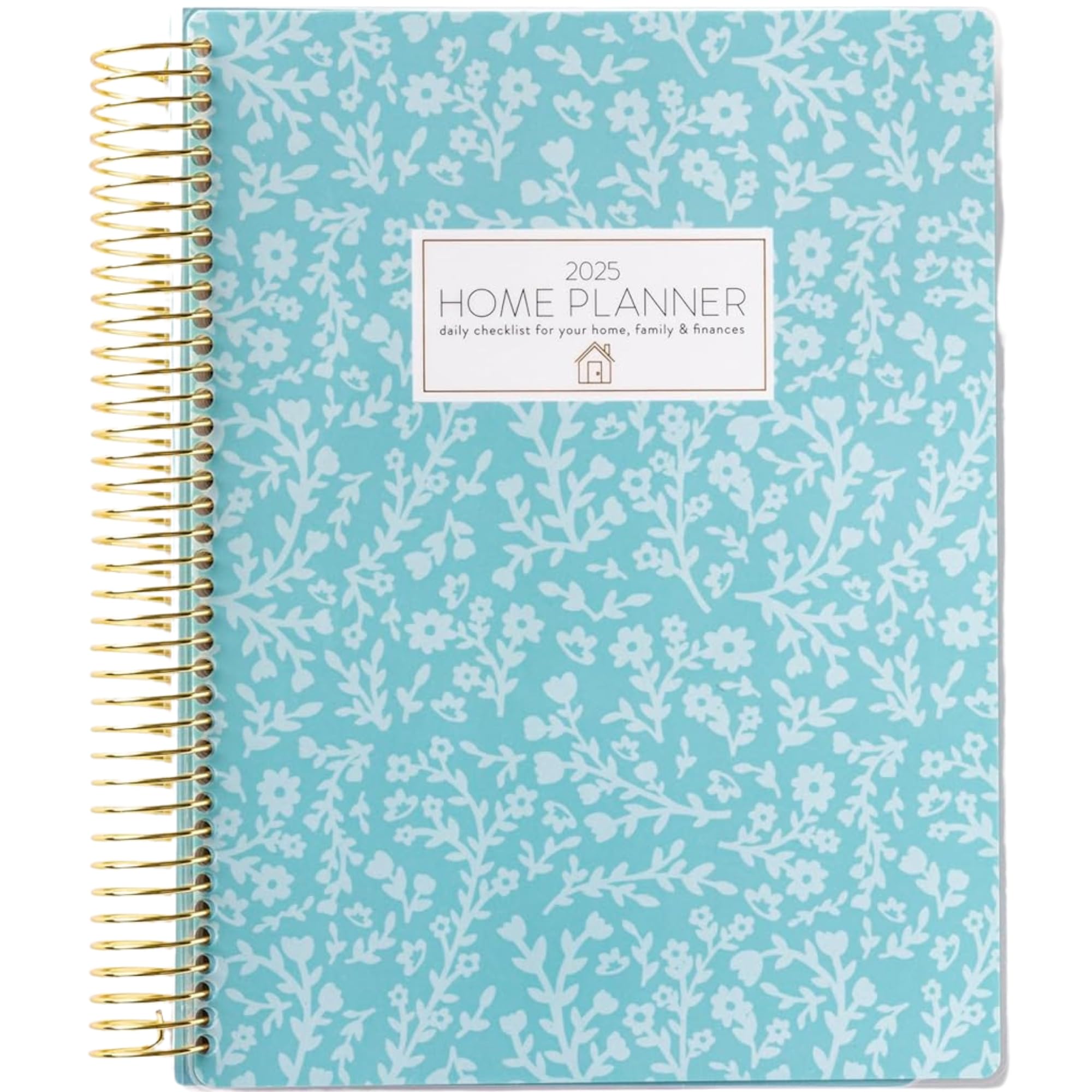 2025 Floral Home Planner with Stickers - Daily Checklist, Monthly Budget Worksheet & Calendar Layout - Vacation Planner for Work from Home - Coil Bound with Durable Poly Cover - Perfect for Remote Work, Family Organization & Travel Planning