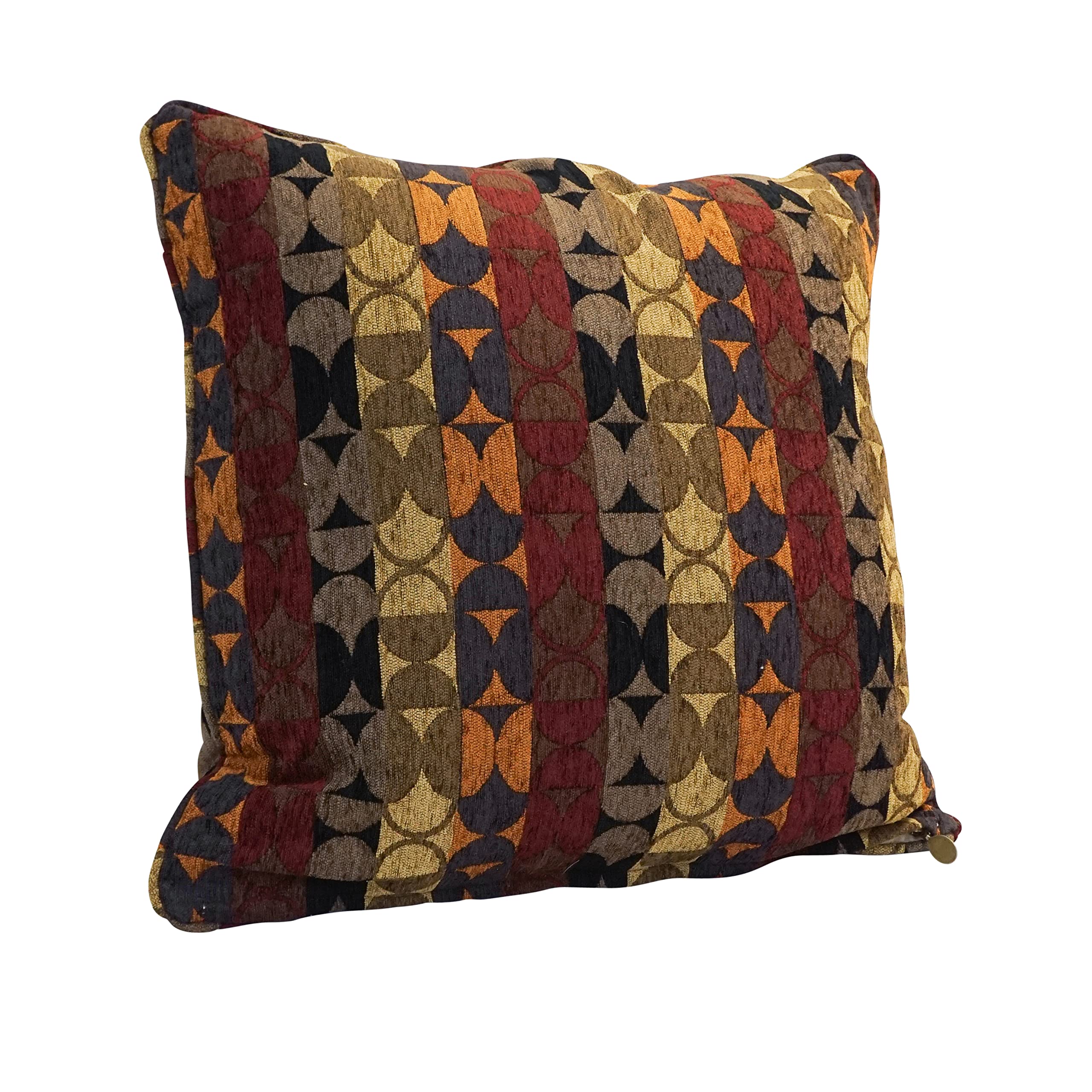 Blazing Needles 25-inch Corded Square Jacquard Chenille Throw Pillow with Broken Circles Design - Soft Decorative Couch Pillow for Living Room, Bedroom & Home Decor
