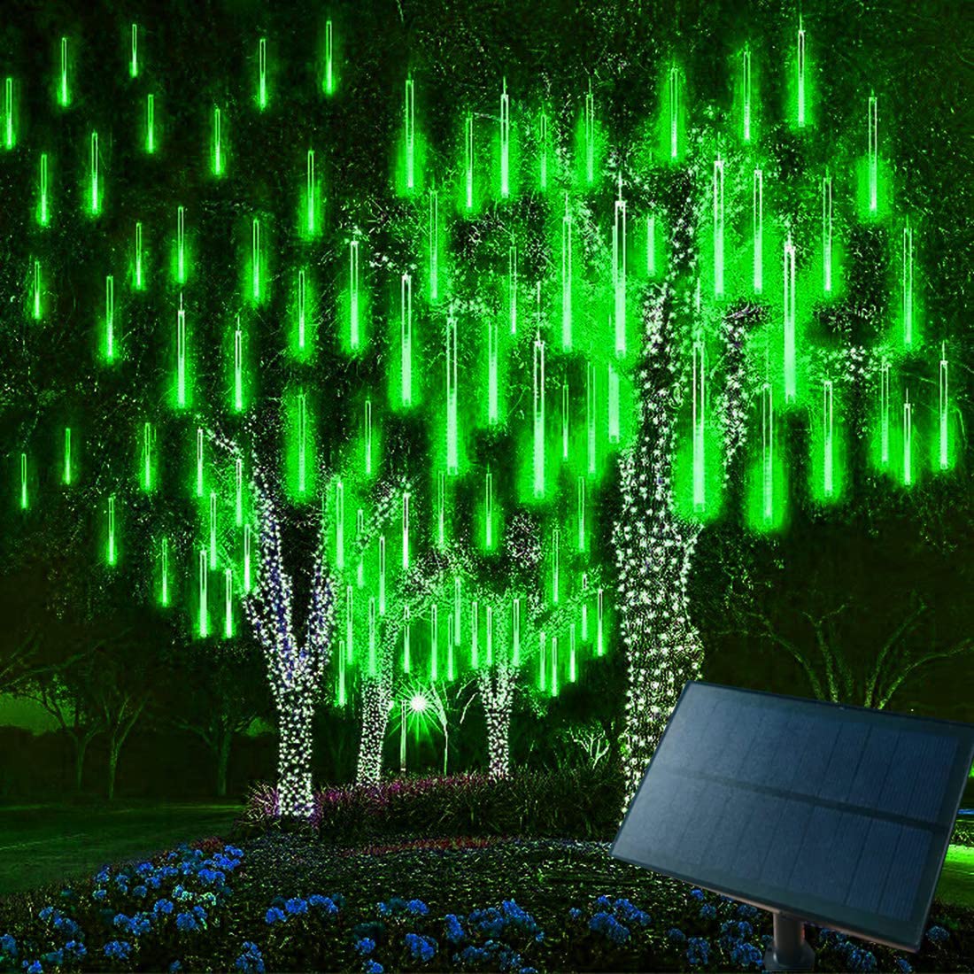 Solar LED Meteor Shower Lights - 30cm 8 Tubes Waterproof Outdoor for Garden & Christmas Decor