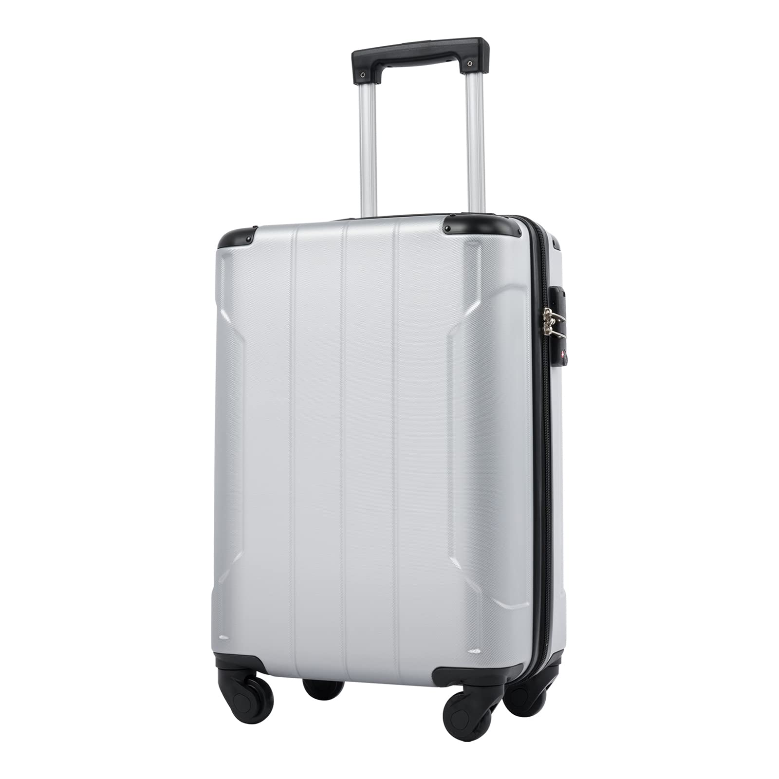 MRENF 20in Lightweight ABS Hardshell Carry On Luggage with Spinner Wheels & TSA Lock - Durable Hardside Suitcase for Women (Silver) | Perfect for Air Travel, Business Trips & Weekend Getaways