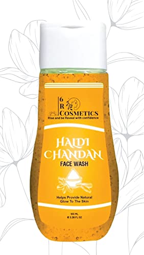 6 R Cosmetics Turmeric & Sandalwood Foaming Face Wash - Brightening & Soothing for Glowing Skin - Perfect for Daily Cleansing & Acne-Prone Skin
