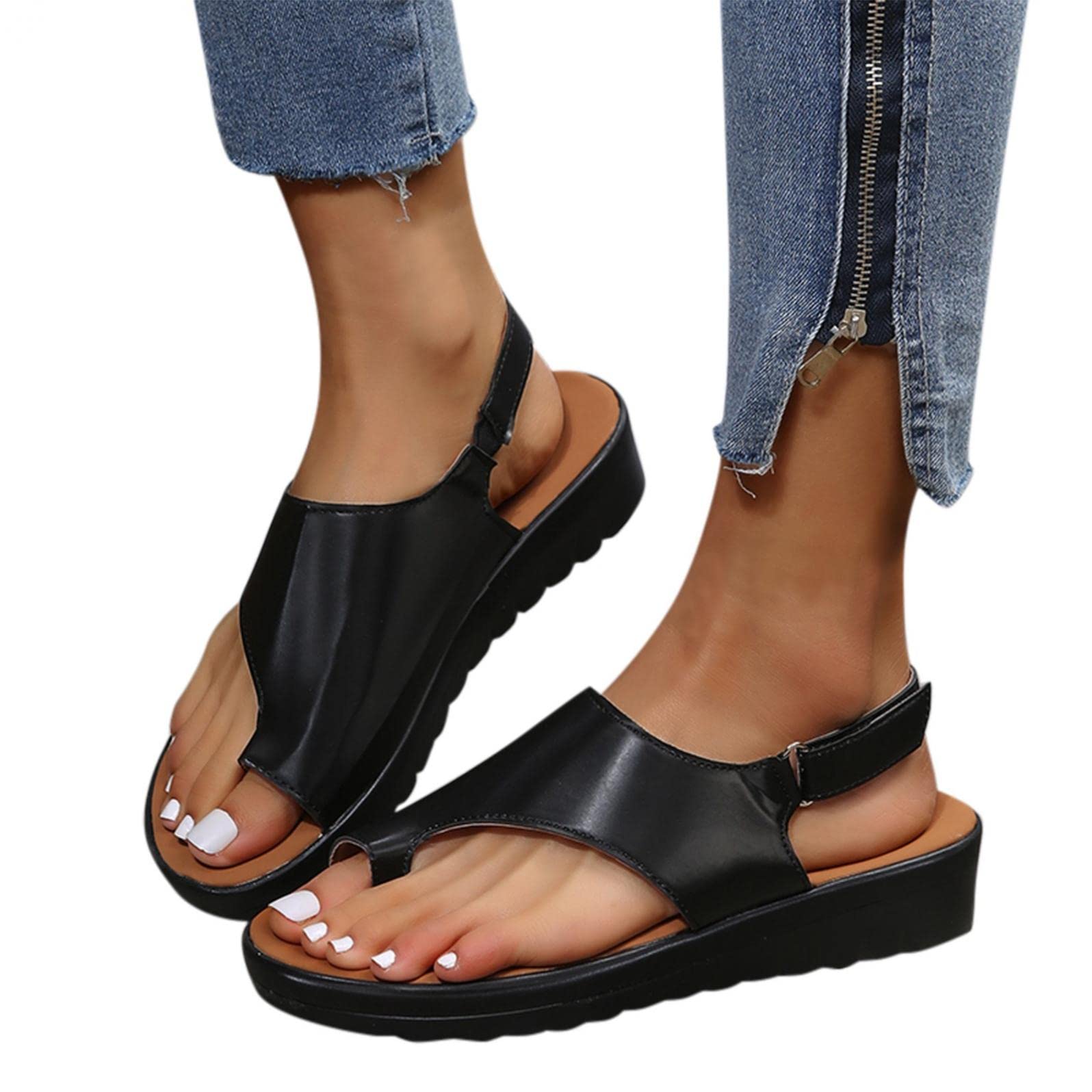 AIHOU Women's Dressy Summer Sandals - Trendy Ring Toe Wedges, Breathable Peep Toe Beach Sandals for Women | Perfect for Vacation, Pool Parties & Casual Outings