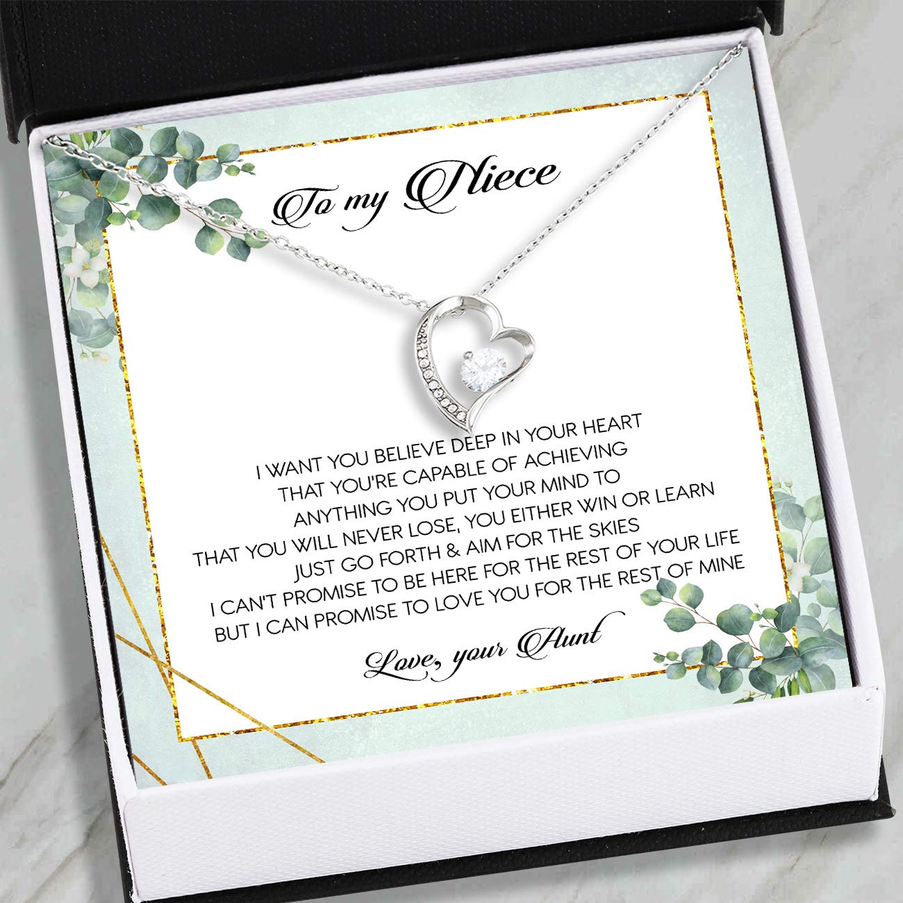 Forever Love Necklace Pendant for Niece - Elegant Aunt to Niece Gift for Women, Best Anniversary & Birthday Present (BV38) - Perfect for Special Occasions & Heartfelt Moments