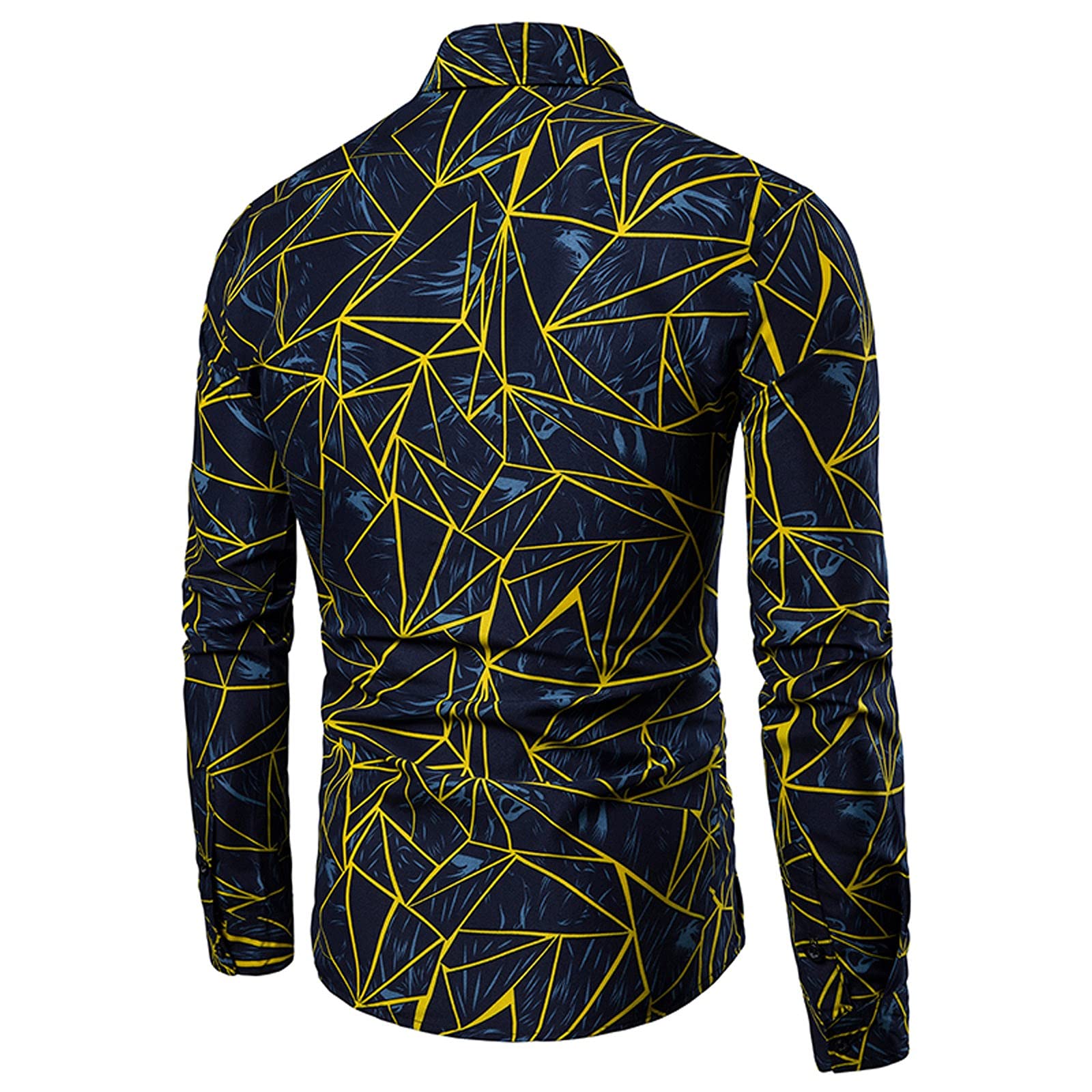 Printed Men's Loose Long Sleeve Casual Shirt - All Black for Everyday Wear