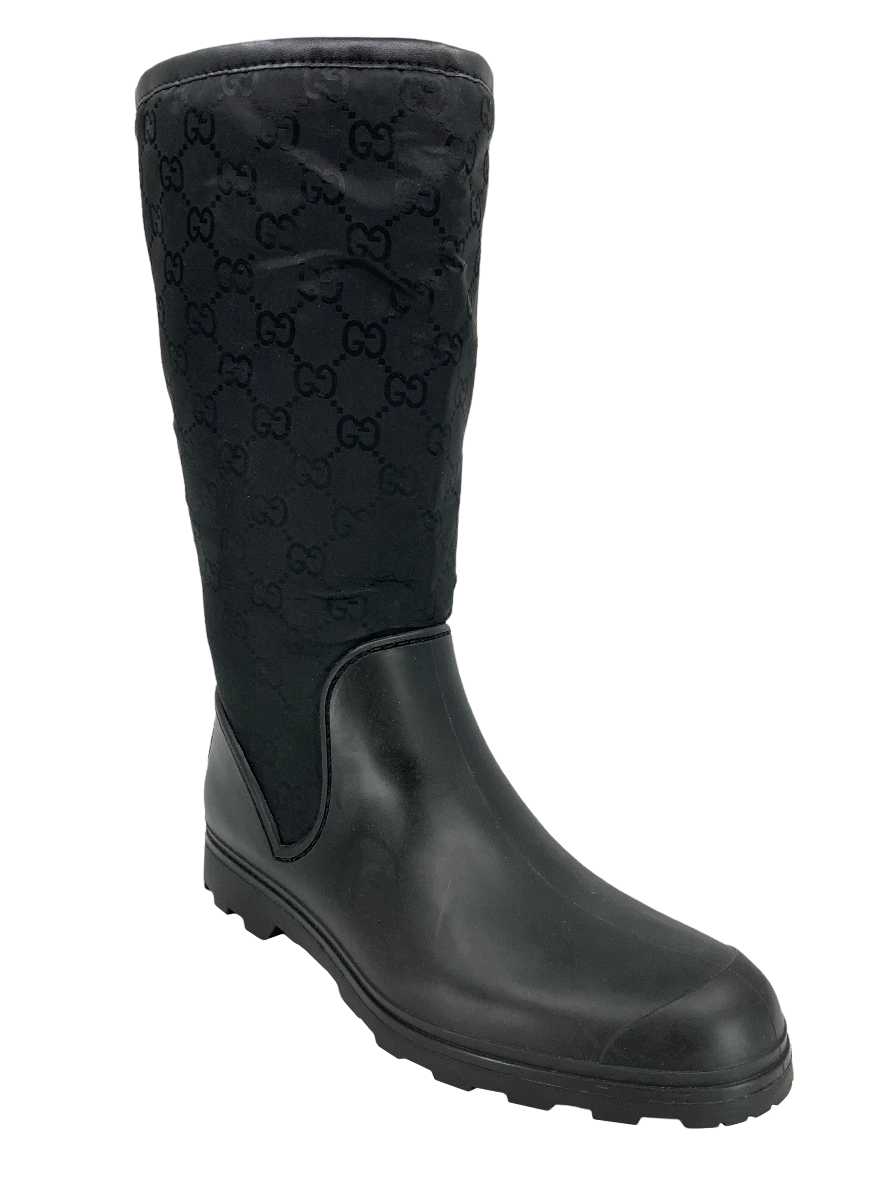 Gucci Prato GG Monogram Rain Boots for Women - Waterproof Chelsea Boots Size 9 - Perfect for Rainy Days, Outdoor Adventures & Fashionable Street Style
