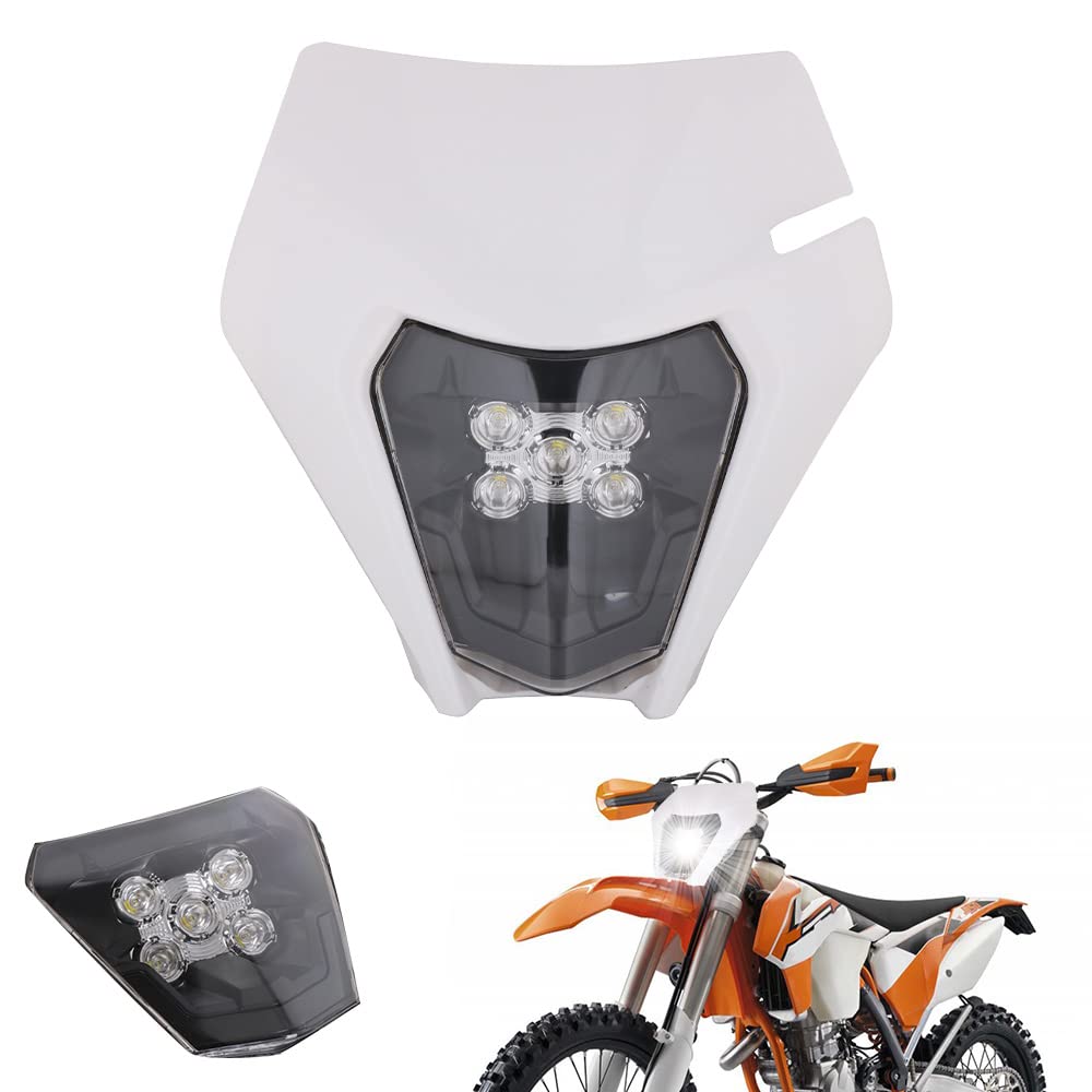 Universal LED Motorcycle Headlight Assembly - Super Bright White Dirt Bike Headlamp for Enduro, Supermoto & Pit Bikes | Perfect for Night Riding & Off-Road Adventures