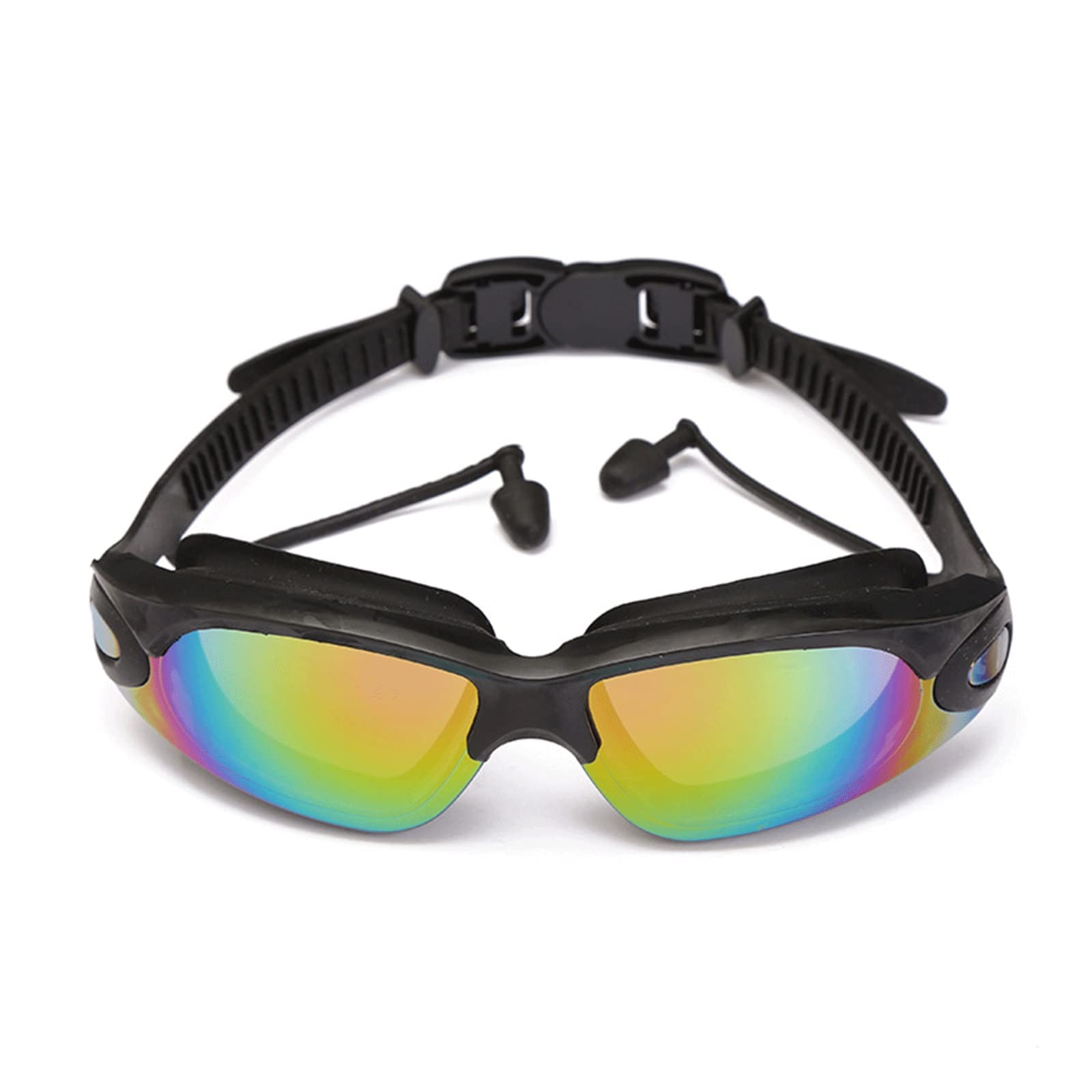 Feijia Anti-Fog Swimming Goggles with Adjustable Strap & Earplugs - Ergonomic Design for Swimming, Surfing, Kayaking - Perfect for Pool Training, Open Water Swimming & Water Sports (Black)