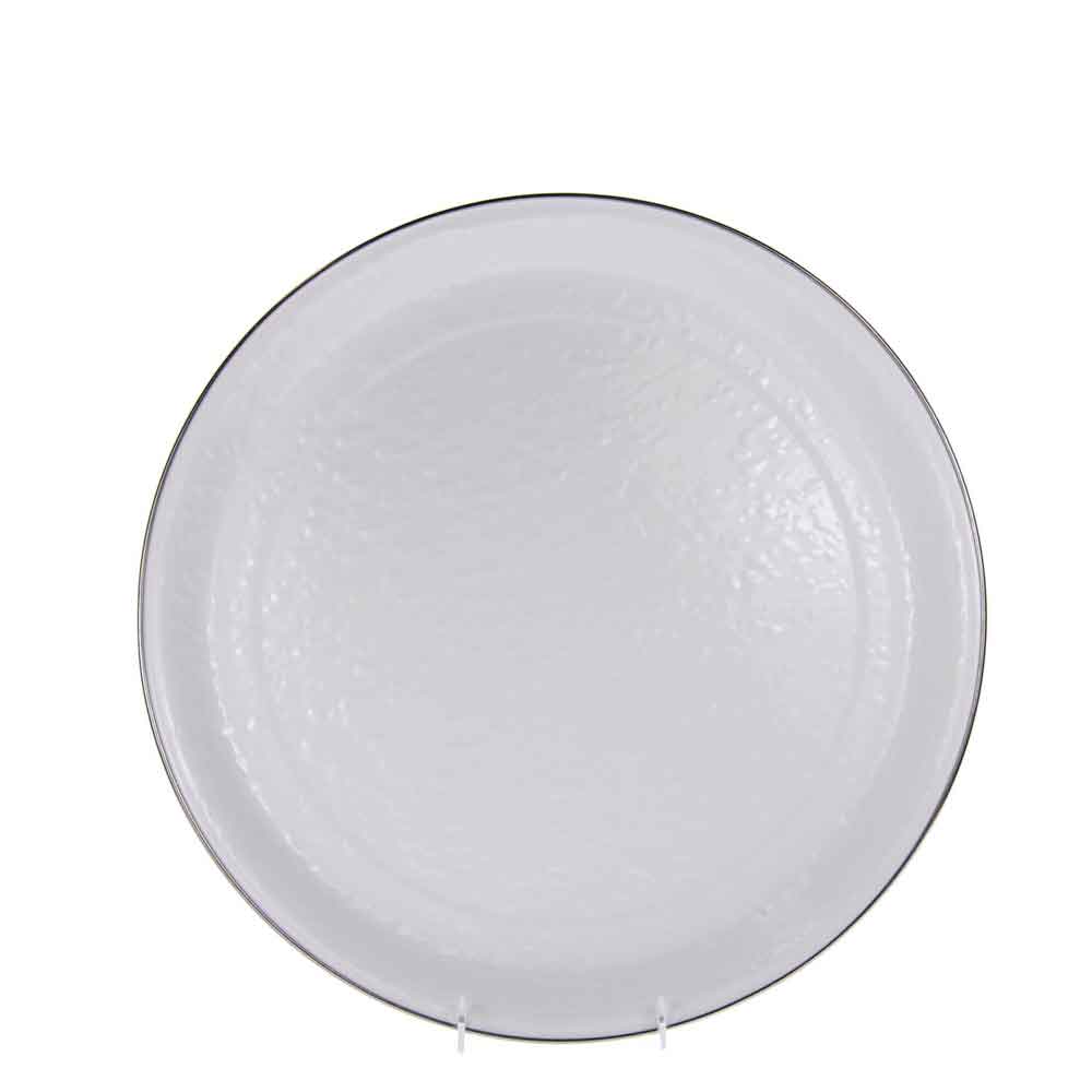 15.5 Inch Solid White Enamelware Serving Tray - Durable & Stylish for Breakfast in Bed, Picnics, and Party Entertaining