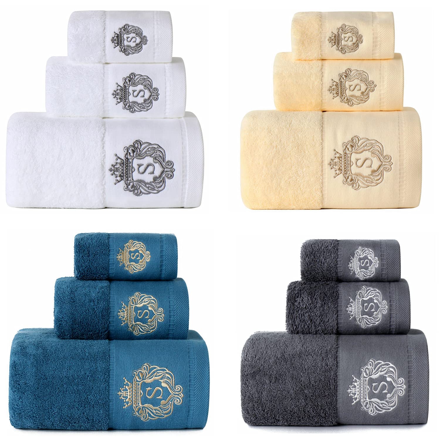 Premium 100% Pure Cotton Luxury Bath Towel Set - Ultra Soft & Absorbent - 6-Piece Hotel Quality Towels for Spa, Bathroom & Beach Use