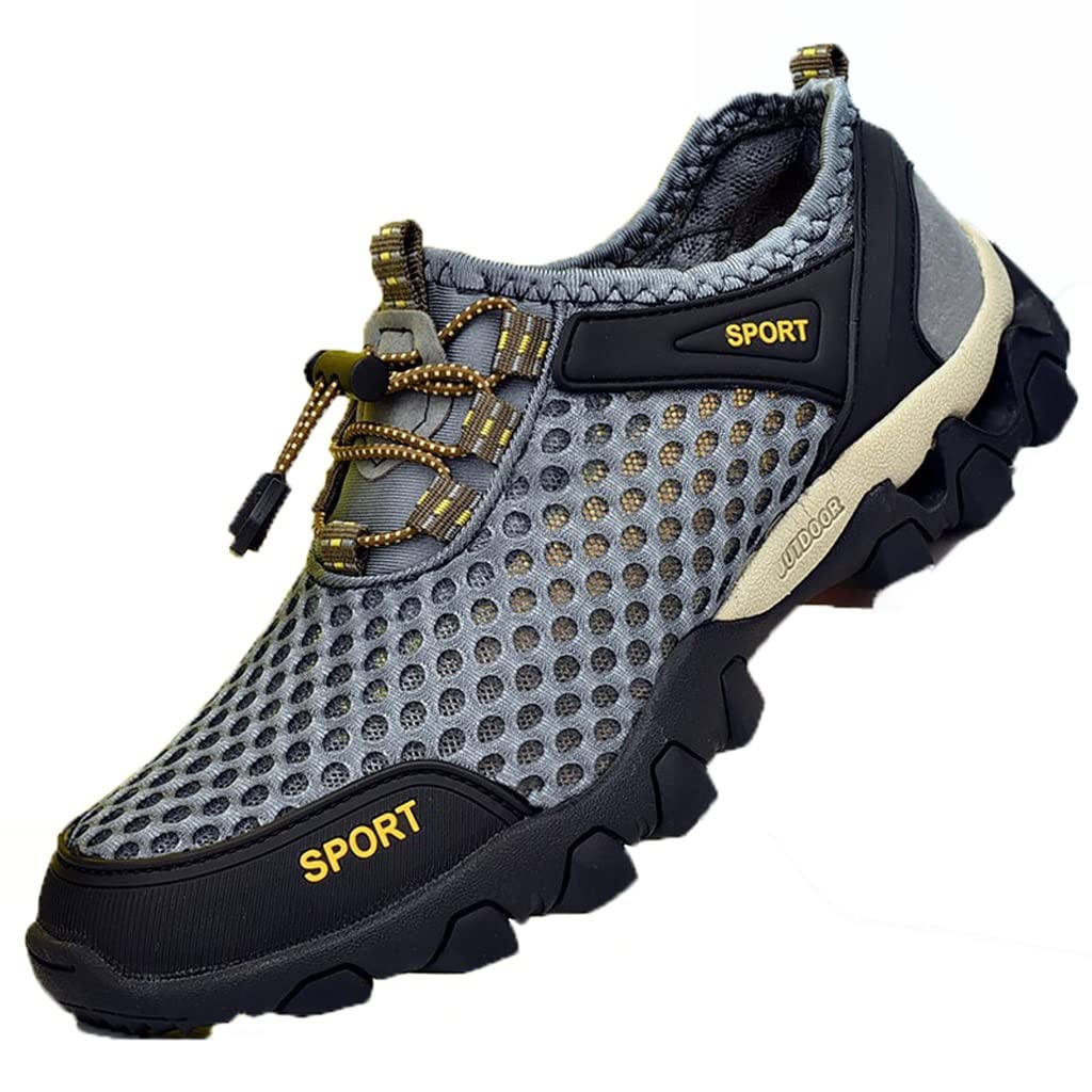 **XyyrYS Water Shoes for Men & Women - Barefoot Beach Swim Shoes, Quick-Dry Yoga Shoes, Lightweight Fitness Trainers for Indoor & Outdoor Activities (Gray, Size 43) - Perfect for Beach, Pool, Gym & Yoga**