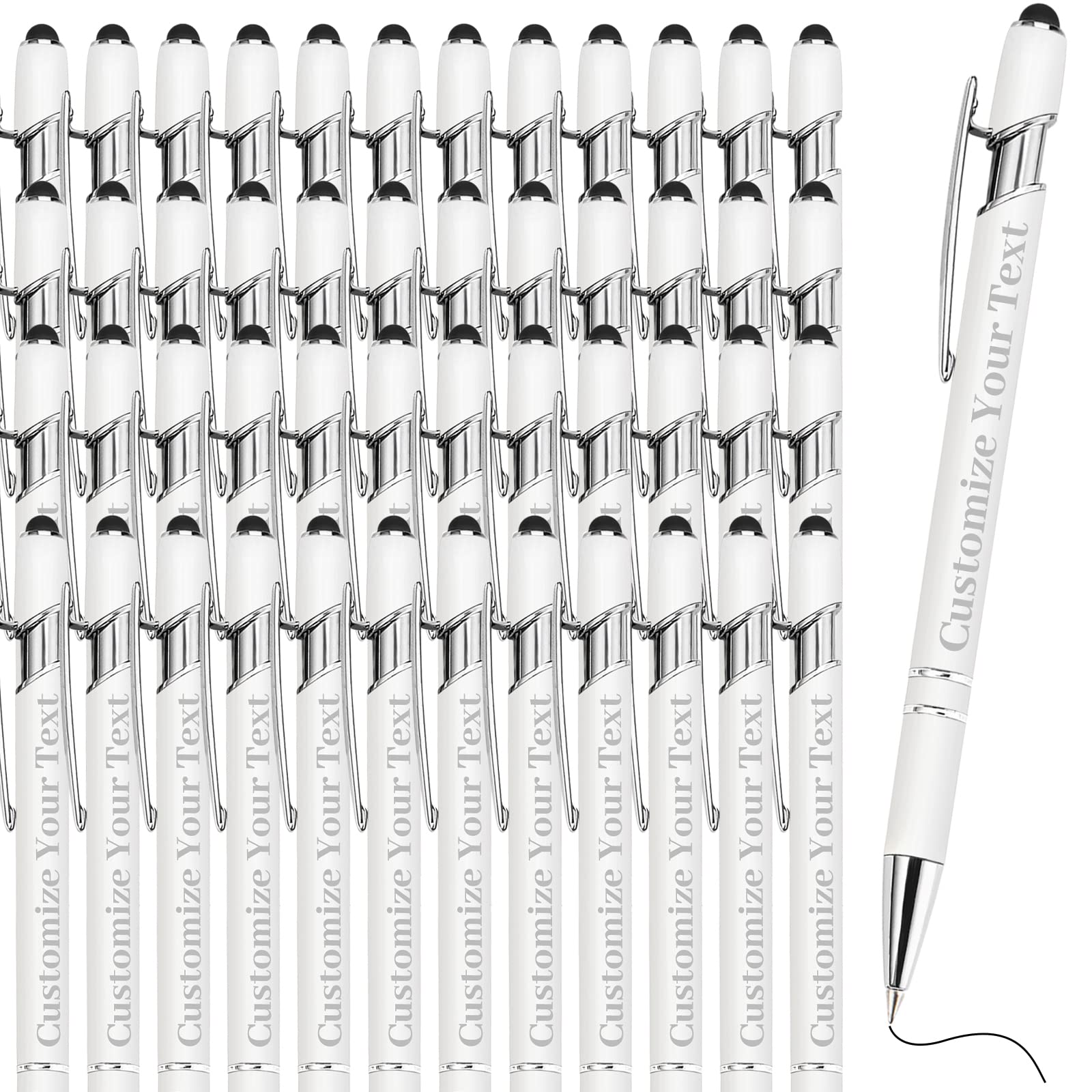 500 Pcs Custom Engraved Pens Bulk - Personalized Ballpoint Pens with Stylus & Free Engraving - Ideal for Business, Graduation, Wedding & Christmas Gifts (200 Packs) - Perfect for Office, School & Corporate Events