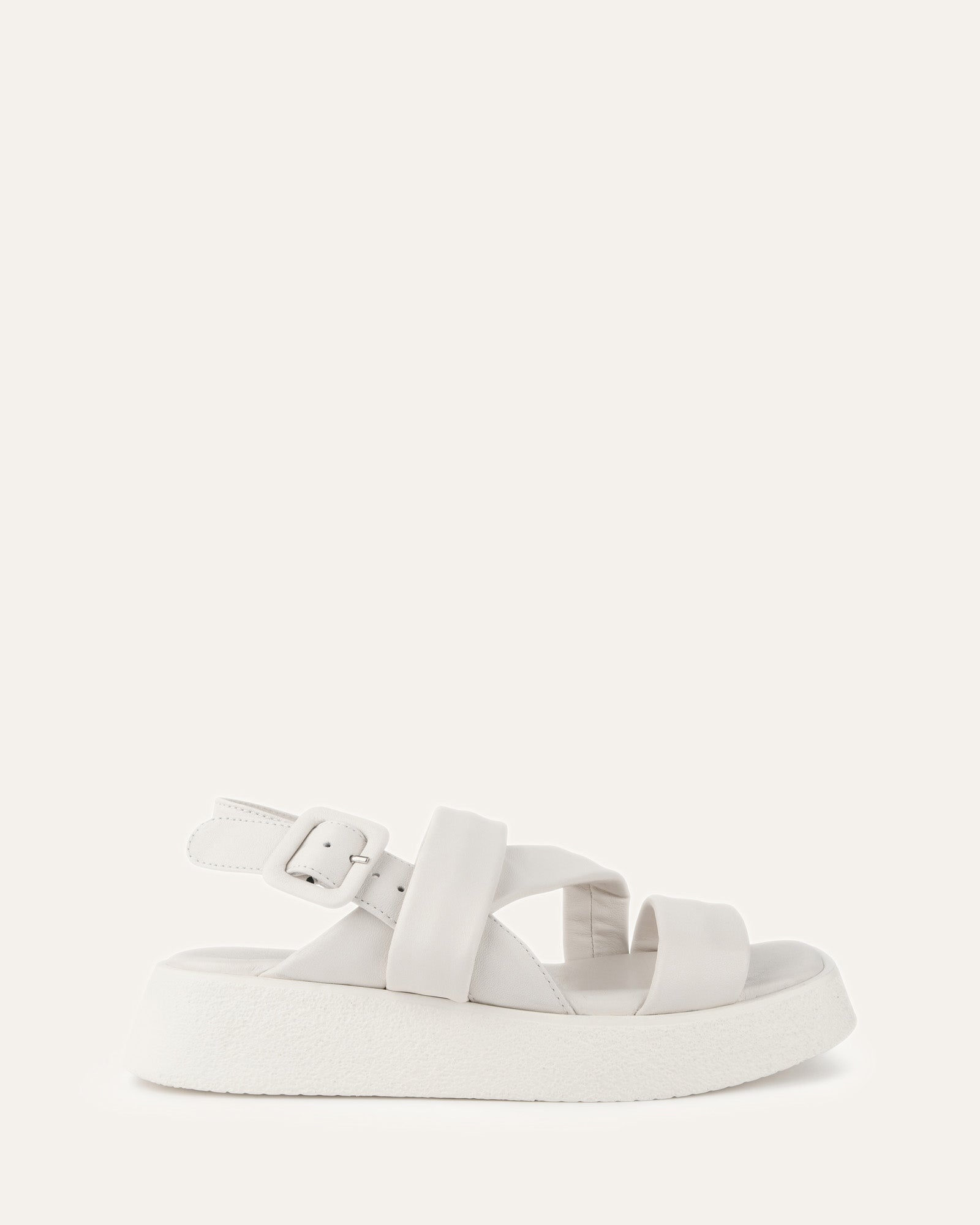 ZIA Women's Flat Sandals - White Leather Comfortable Slip-On Summer Shoes for Beach, Travel & Casual Outfits