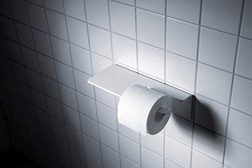 Puro Adhesive Mount Toilet Paper Holder - White | Bathroom Wall-Mounted Tissue Roll Dispenser for Home, RV & Office Use