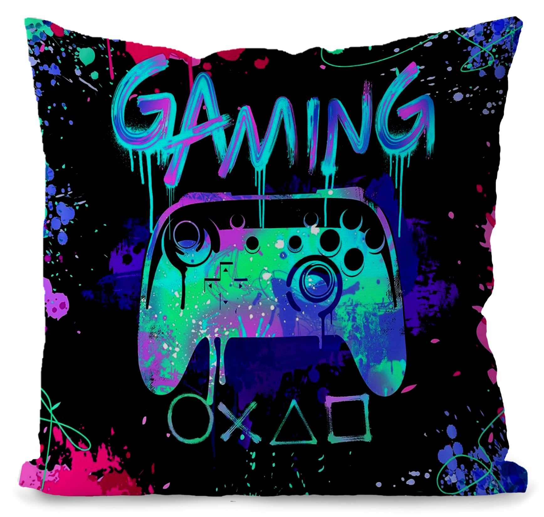 18x18 Gaming Pillow Covers - Gamer Room Decor for Boys & Teens - Soft Microfiber Video Game Themed Pillow Cases - Perfect for Gaming Chairs, Bedrooms & Game Rooms - Cool Gamer Accessories & Decor