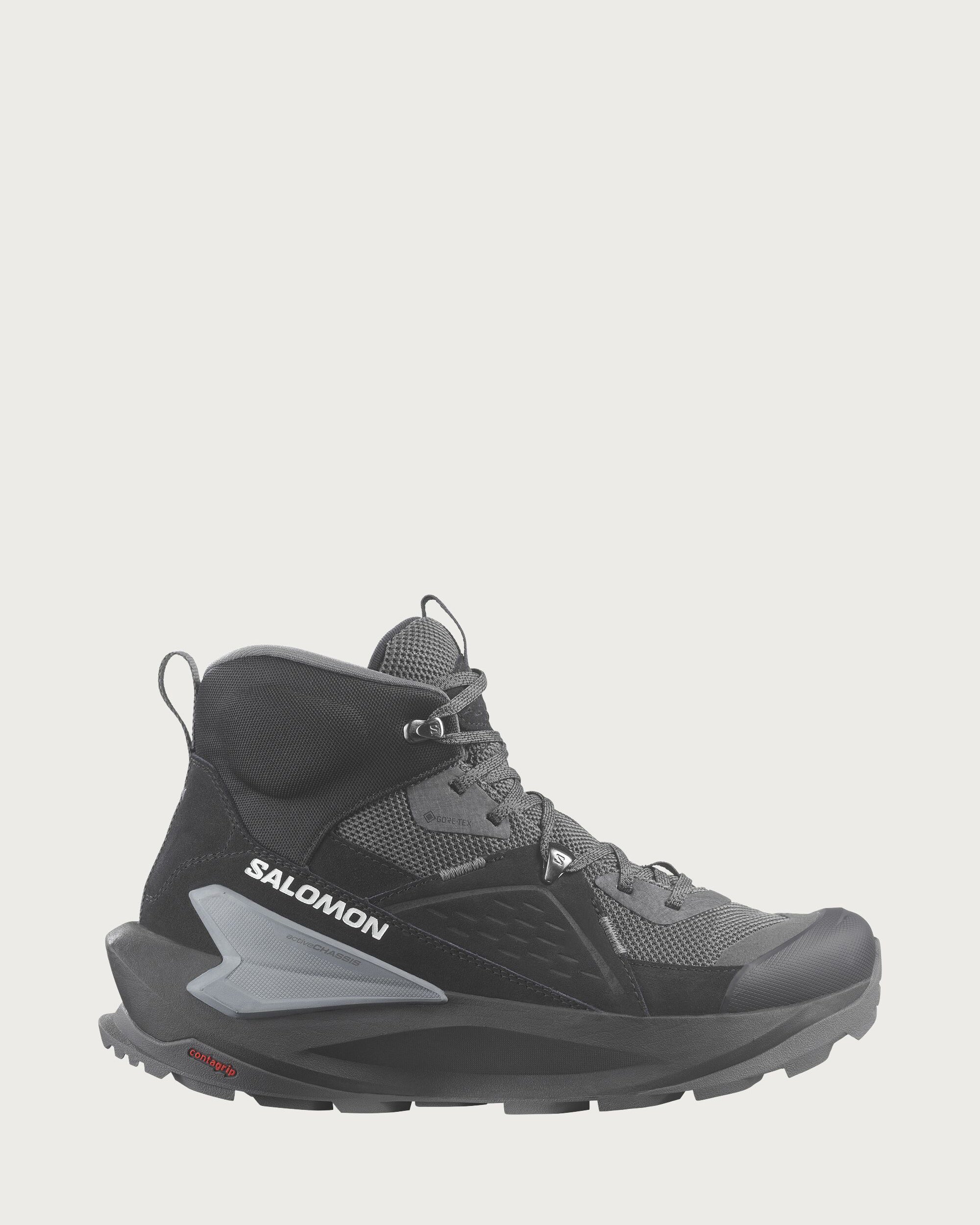 Salomon Elixir Mid GTX Men's Waterproof Hiking Boots - Black/Magnet/Quiet Shade - Lightweight & Durable for Outdoor Adventures, Trail Running & Mountain Climbing