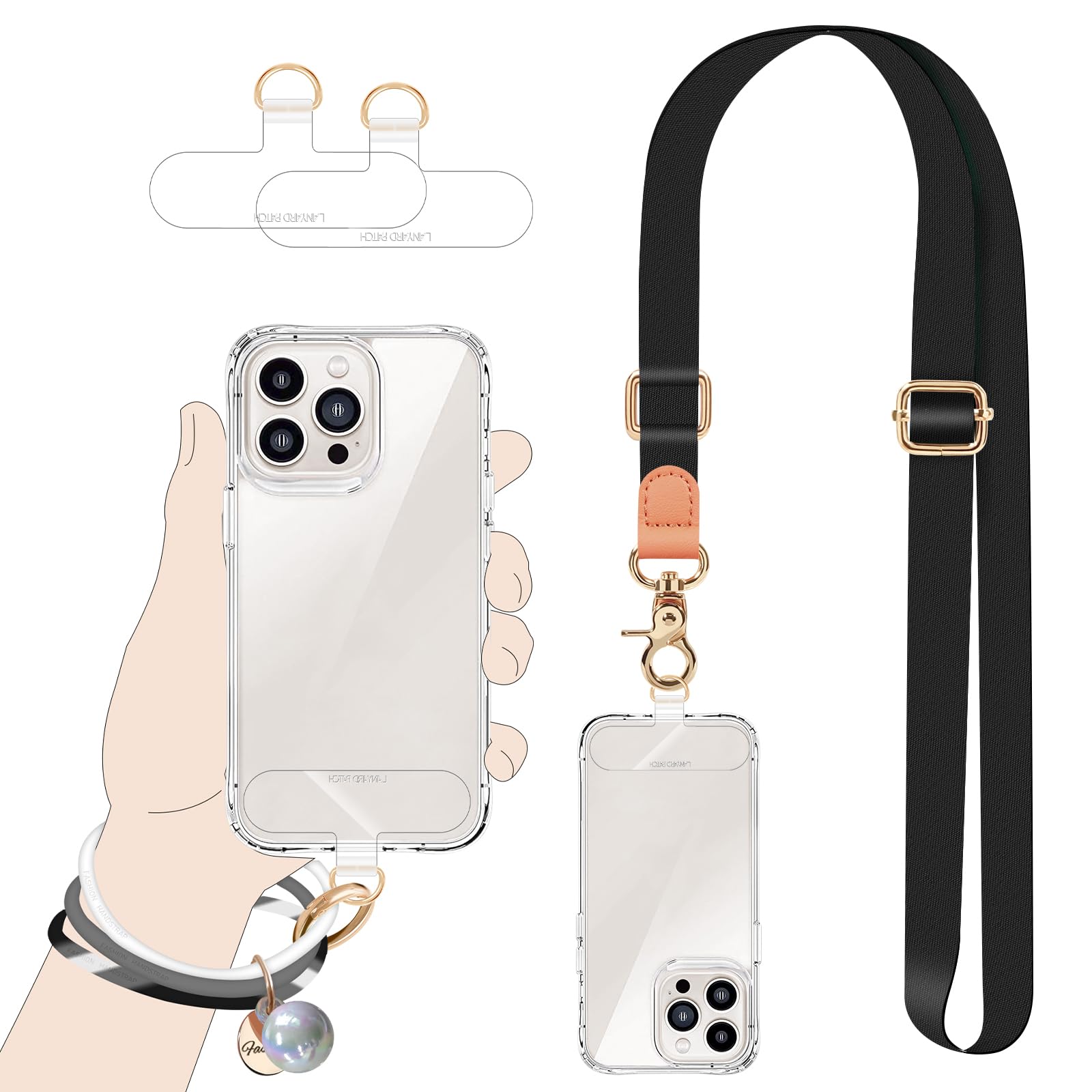 UKON Adjustable Phone Lanyard - Neck Strap & Wrist Strap for Smartphones | Crossbody Phone Holder with 2 Patches | Compatible with iPhone, Samsung, Pixel | Perfect for Work, Travel & Outdoor Activities