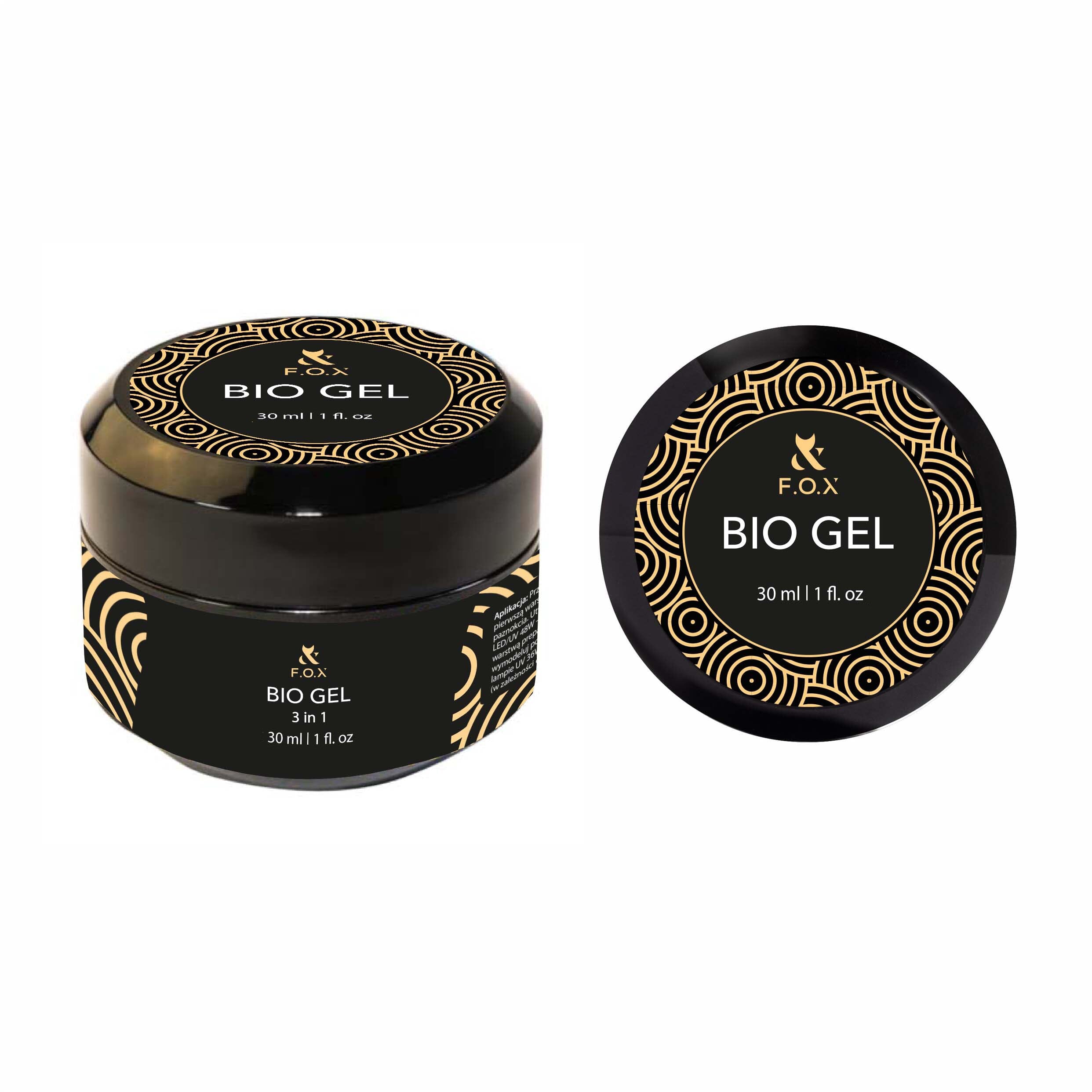 F.O.X Bio Gel 3-in-1 Nail Polish Base Coat Top Coat Builder - 30ml Professional Nail Strengthener for Long-Lasting Manicures at Home or Salon