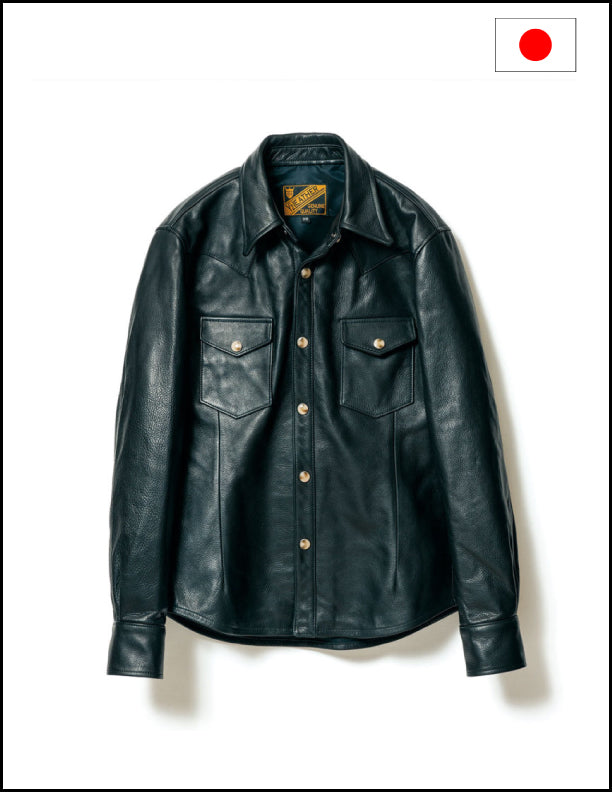 Y2 Leather SS 13 Steer Oil Western Shirt - Black Cowhide Button Up Shirt for Men | Perfect for Rodeo, Country Music Festivals & Western Style Outfits