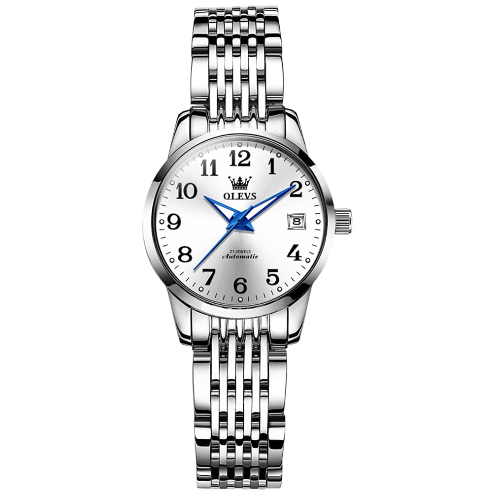 OLEVS Women's Watches - Silver & Two-Tone Stainless Steel Ladies Watch with Date Display, Water Resistant, Fashion Accessory for Work, Party & Everyday Wear