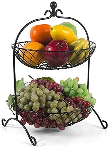 Stainless Steel Fruit Basket with Stand - 2 Tier Kitchen Countertop Organizer for Fruits, Vegetables, Snacks, Desserts, Pastries | Perfect for Home, Party Decor & Kitchen Storage
