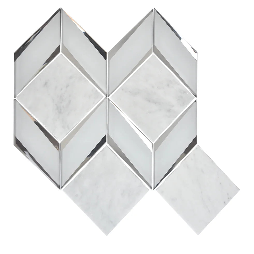 Premium Central Park Mosaic Tiles - Elegant Marble & Glass Frosted Design for Home Decor, Bathroom & Kitchen Backsplash - Perfect for DIY Projects & Interior Renovations