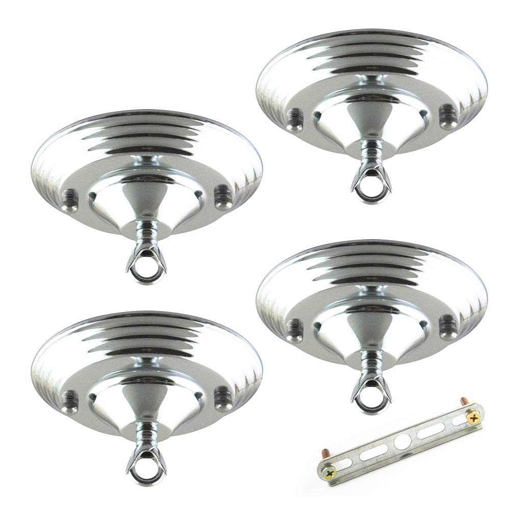Vintage Ceiling Rose Loop Kit - 4 Pcs Chrome Plated for Chandelier & Lamp DIY