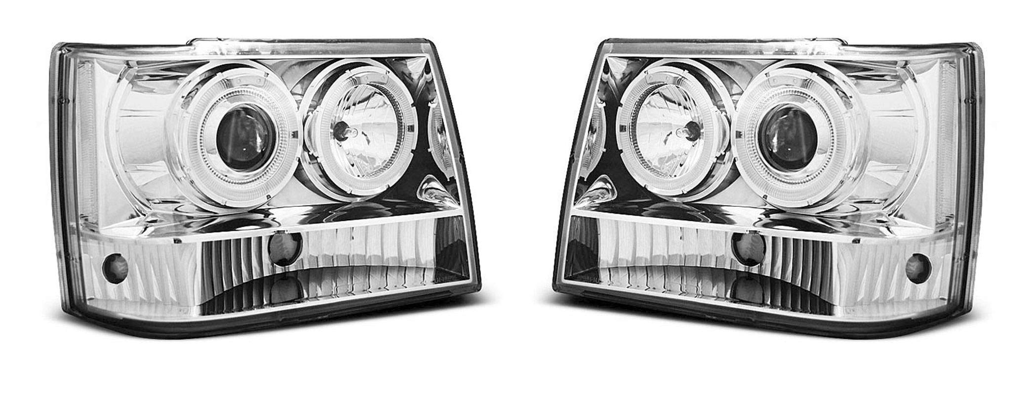 VR-1229 Headlight Assembly - Chrome Front Headlamps for 1993-1998 Jeep Grand Cherokee (Driver & Passenger Side) | Direct Fit Replacement for Chrysler Vehicles | Perfect for Night Driving & Off-Road Adventures