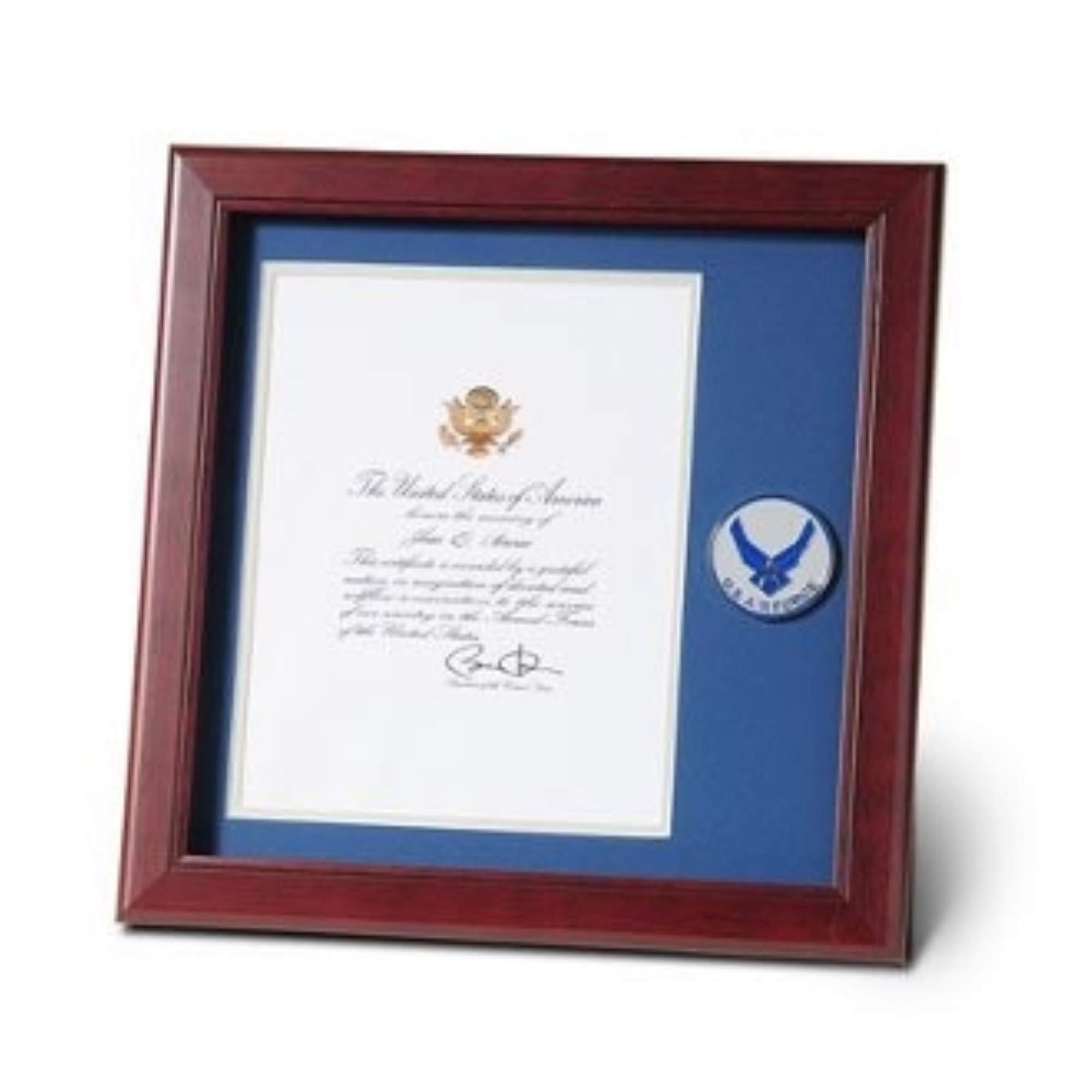Air Force Medallion & Memorial Certificate Frame - Military Display Case for Awards, Plaques & Honors - Perfect for Home, Office & Veterans Day Decor