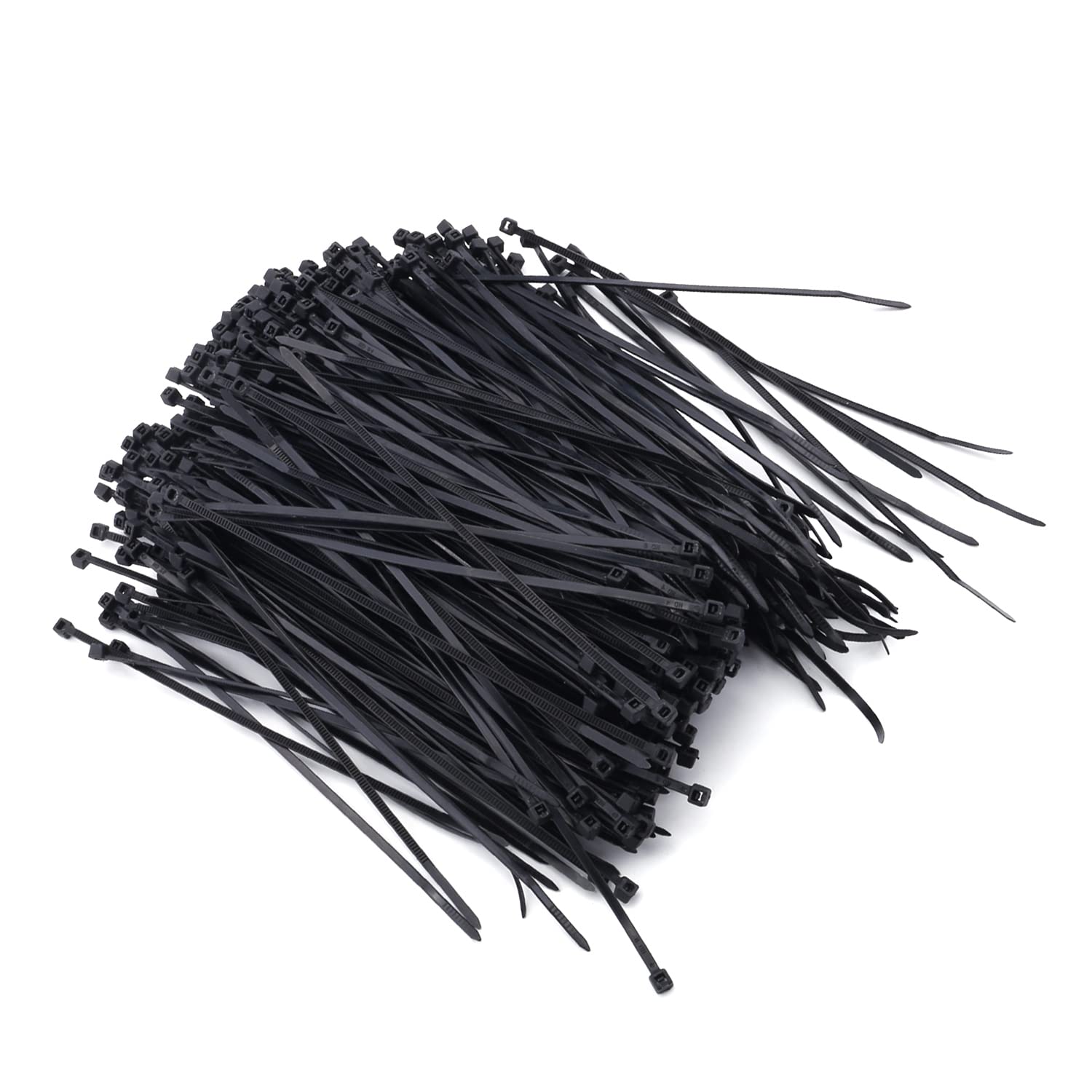 500pcs Heavy Duty 6-Inch Black Nylon Cable Zip Ties - Self-Locking Wire Ties for Indoor & Outdoor Use (2.5x150mm) - Perfect for Organizing Cables, Bundling Wires, and Securing DIY Projects