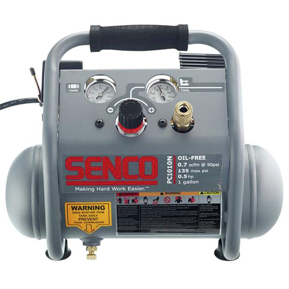 SENCO PC1010NR 0.5 HP 1 Gallon Oil-Free Air Compressor - Portable Hand Carry Finish & Trim Compressor (Renewed) - Perfect for DIY Projects, Home Renovations & Professional Woodworking