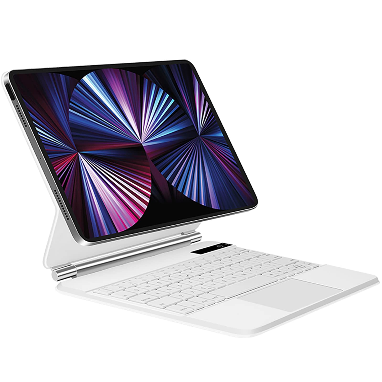 iFacemall Magnetic Keyboard Case for iPad Pro 12.9 Inch (6th/5th/4th/3rd Generation 2018-2022) with Floating Stand & Bluetooth Trackpad - White | Perfect for Work, Study & Travel
