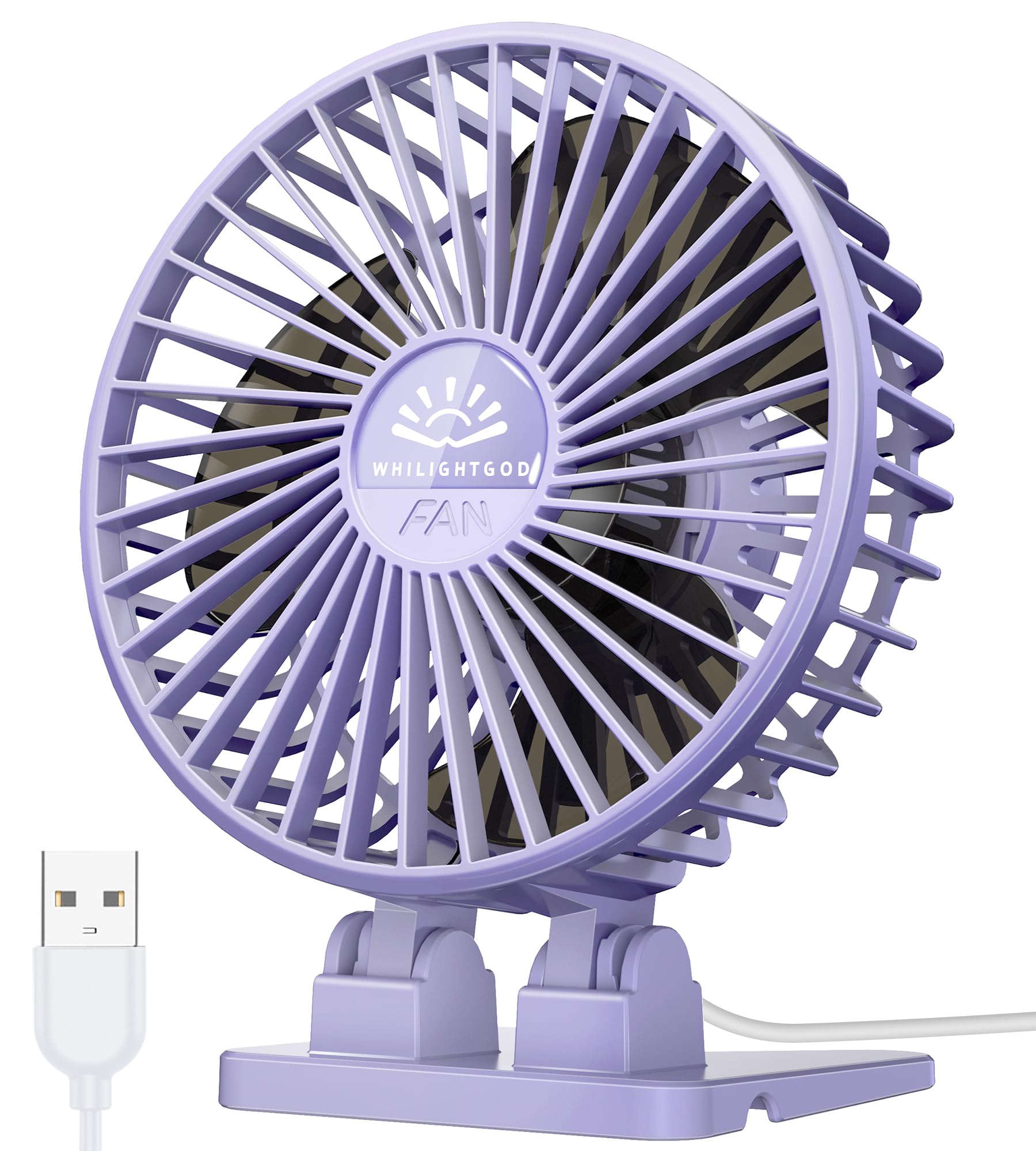 USB Desk Fan - 3 Speed Mini Cooling Fan with Strong Wind, Portable Small Personal Fan for Home, Office, Table, Bedroom & Travel - Quiet & Lightweight (Purple) - Perfect for Work, Study, Relaxation & Hot Weather Comfort