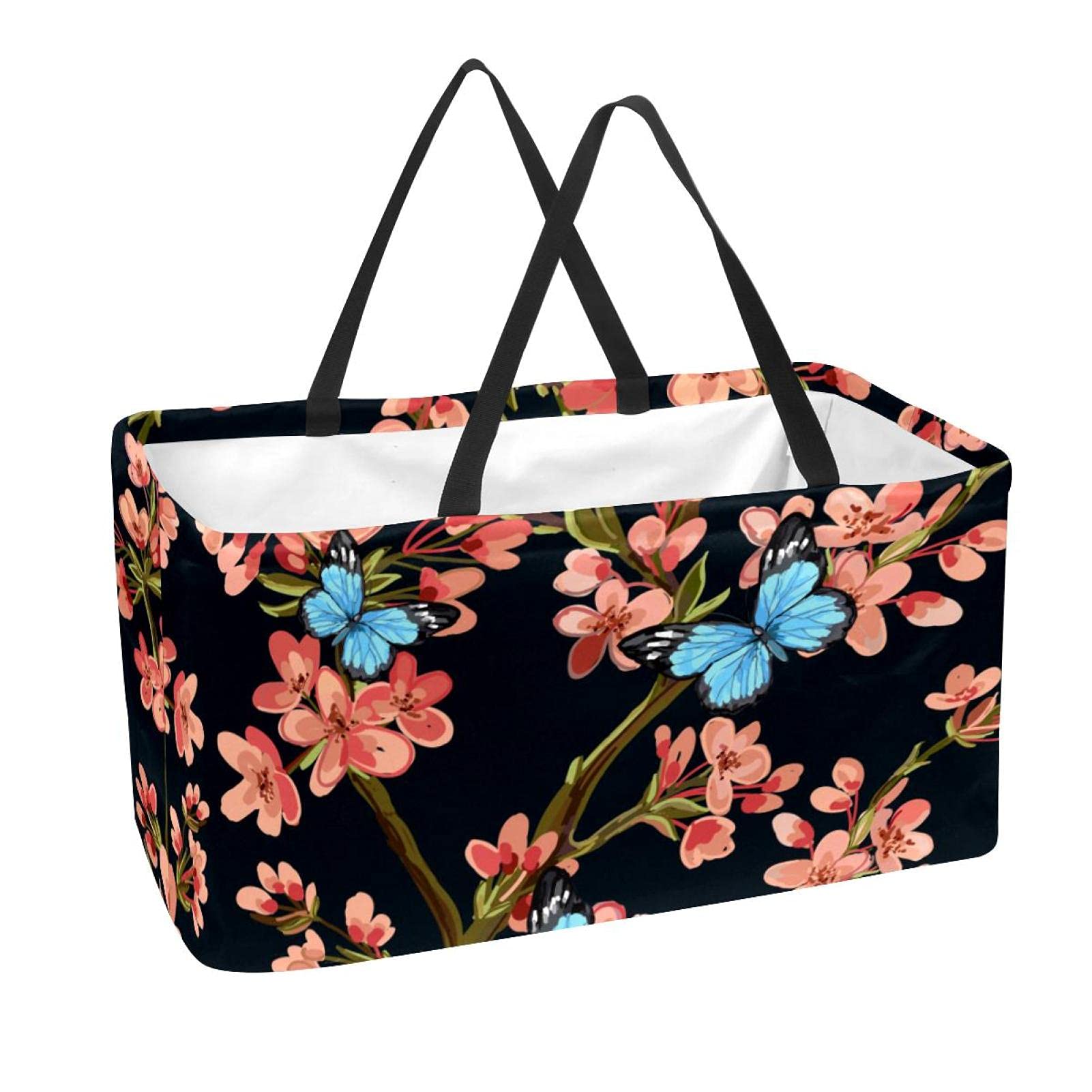 Large Foldable Shopping Basket with Reinforced Bottom - Durable & Washable for Groceries