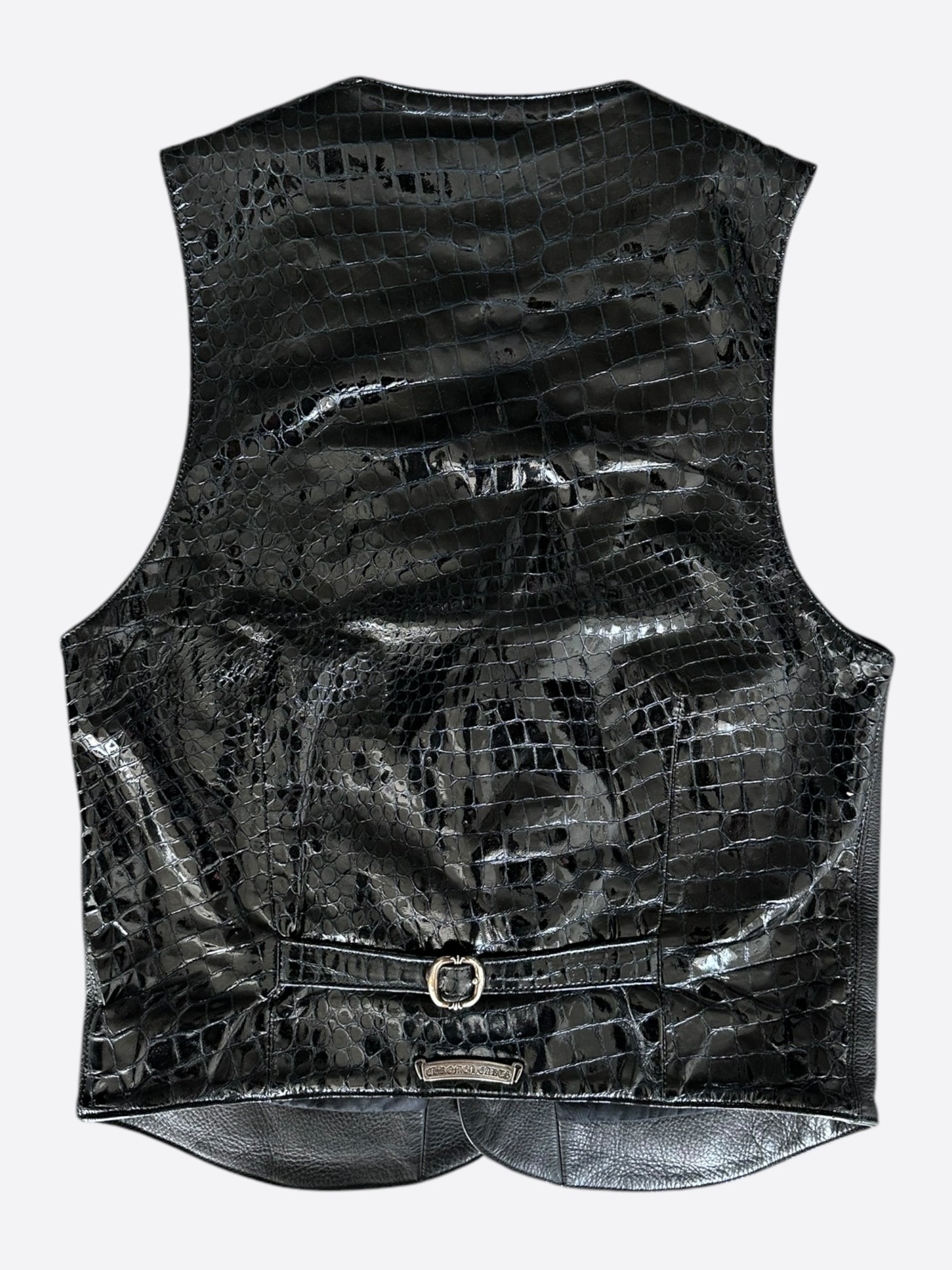 Chrome Hearts Black Crocodile Leather Vest for Men - Luxury Fashion Statement for Night Out & Special Occasions