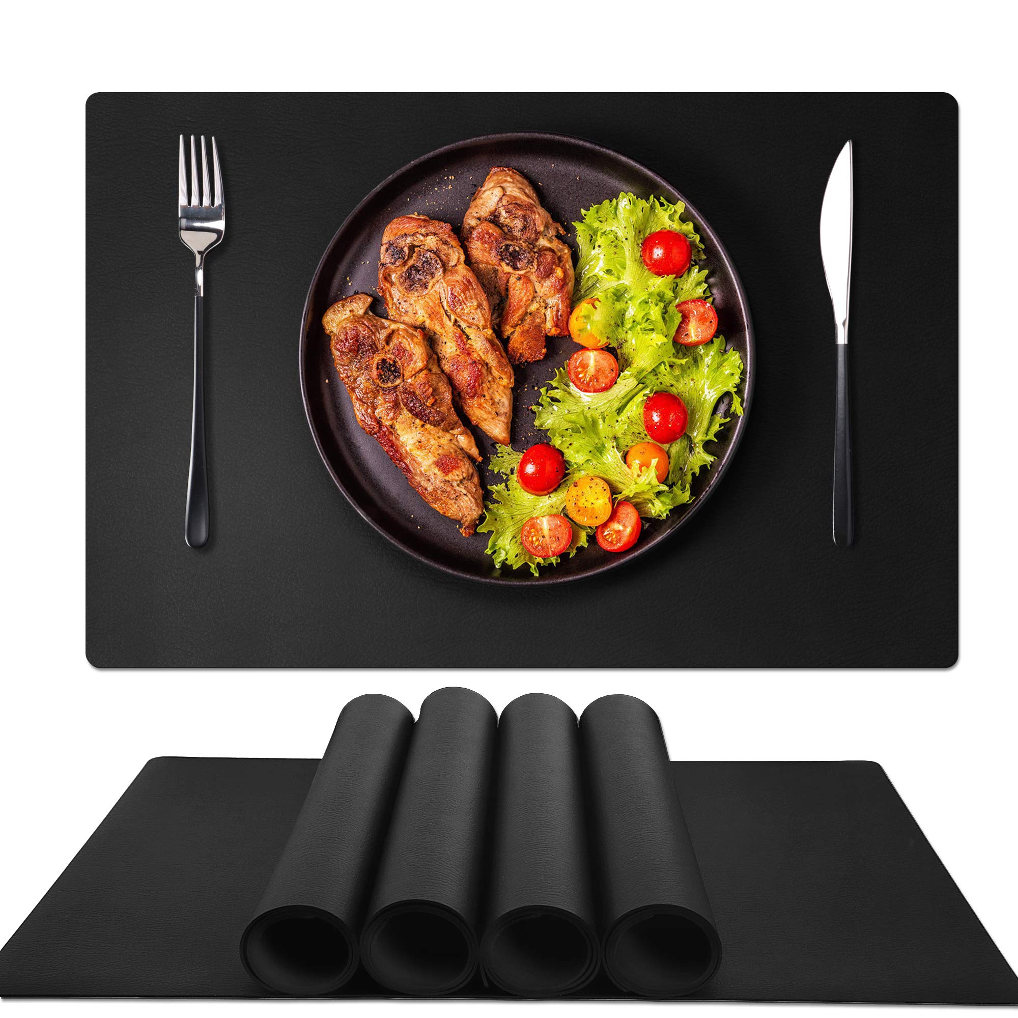 GOYLSER 4-Pack Black Silicone Placemats for Baby - Waterproof, Washable & Easy Clean Dining Table Mats for Kids Mealtime, High Chair & Family Dinner Use