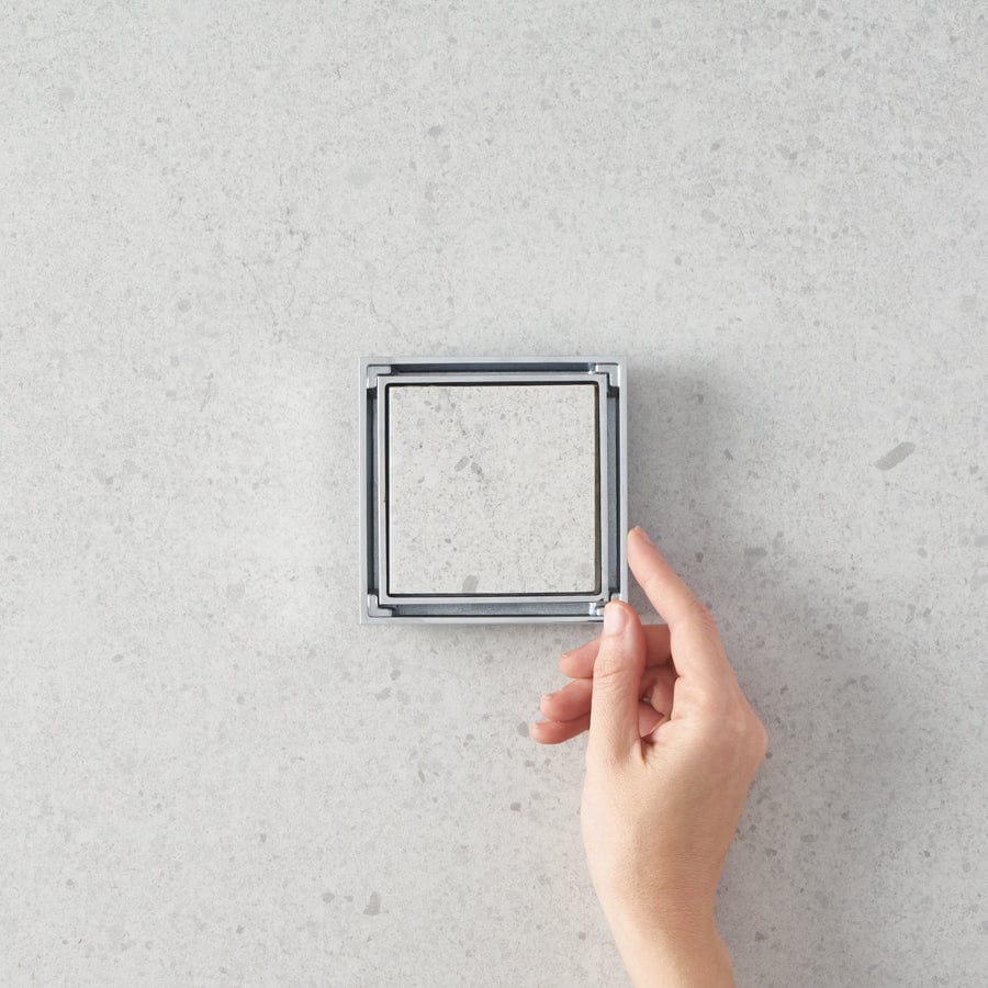 Chrome Tile Insert Floor Waste Drain Cover - Bathroom & Shower Floor Drain Grate for Waterproofing and Easy Cleaning