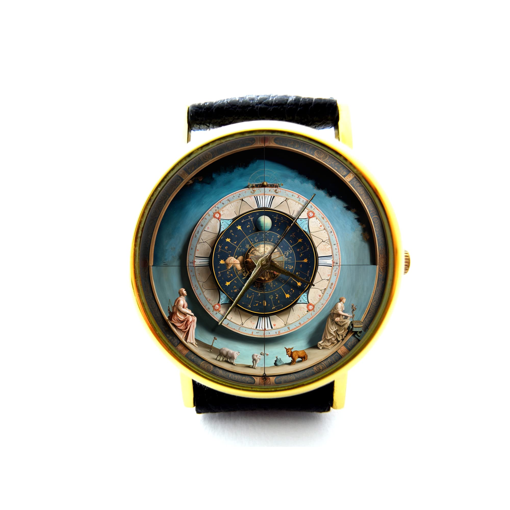 Zodiac Leather Watch for Men & Women - Unisex Astronomy Constellation Timepiece with Stars Design - Perfect for Gifts, Fashion Accessories & Stargazing Enthusiasts