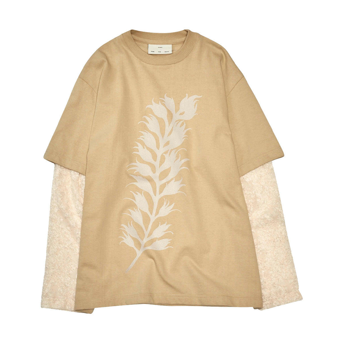 Double Layer Fern Print T-Shirt for Women - Pearl White Casual Tee - Perfect for Summer Outfits, Beach Wear & Everyday Fashion