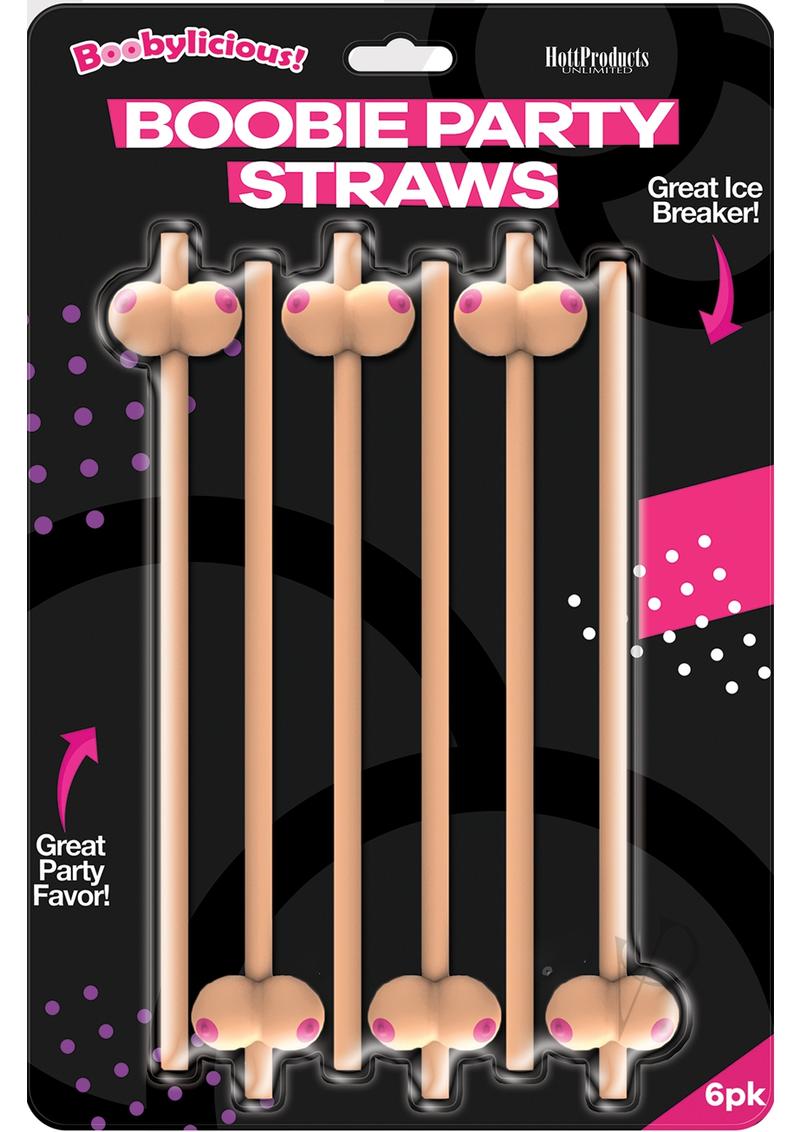 Boobylicious Boobie Party Straws - Fun Drinking Straws for Bachelorette Parties & Girls' Night Out - Pack of 6 Tan Straws