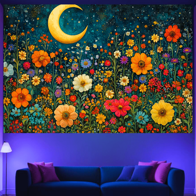 Moonlit Wildflowers - Elegant Floral Wall Art for Home & Office Decor | Perfect for Living Room, Bedroom, and Gift Giving