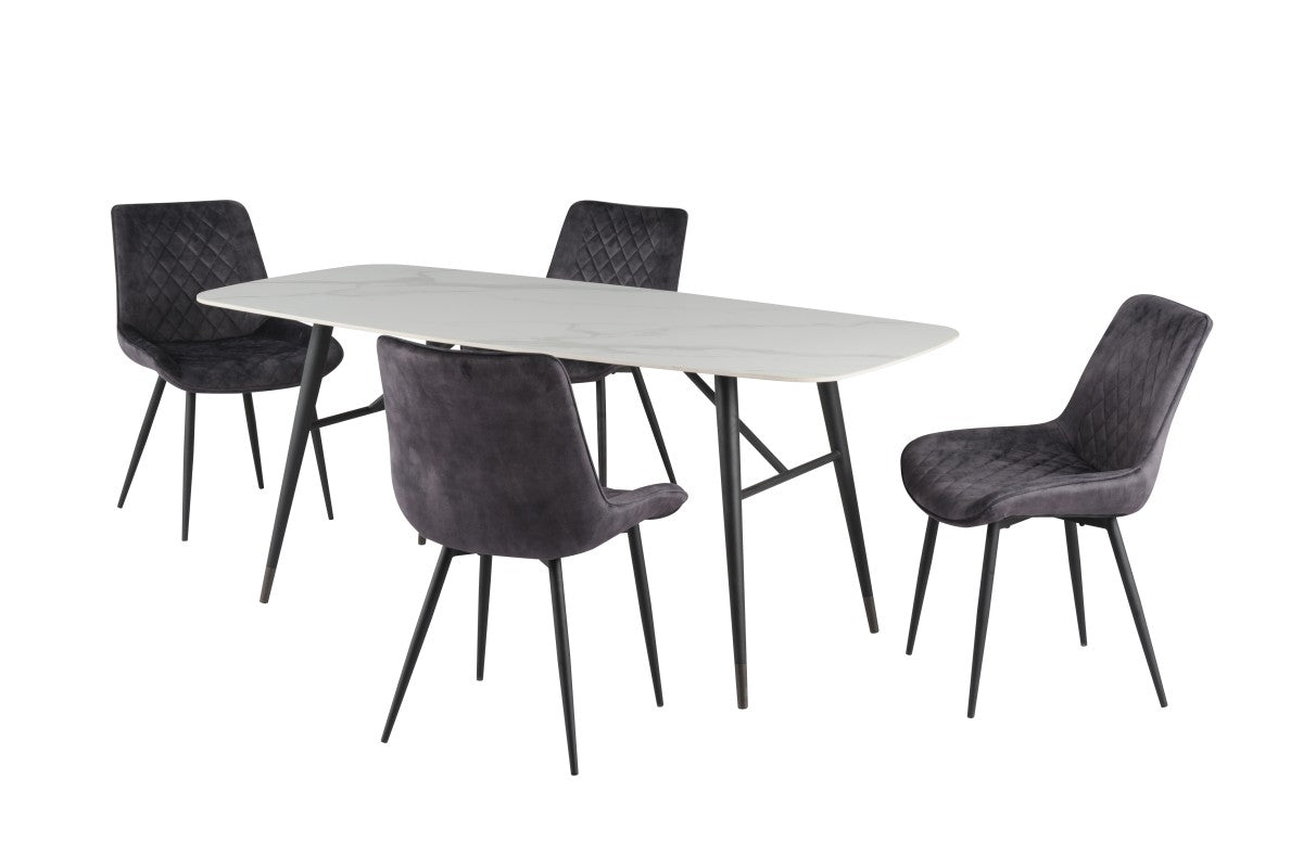 5-Piece Modern Dining Set in Black & Grey - Perfect for Small Spaces, Apartments & Kitchenettes | Durable & Stylish Table & Chairs for Everyday Meals & Entertaining